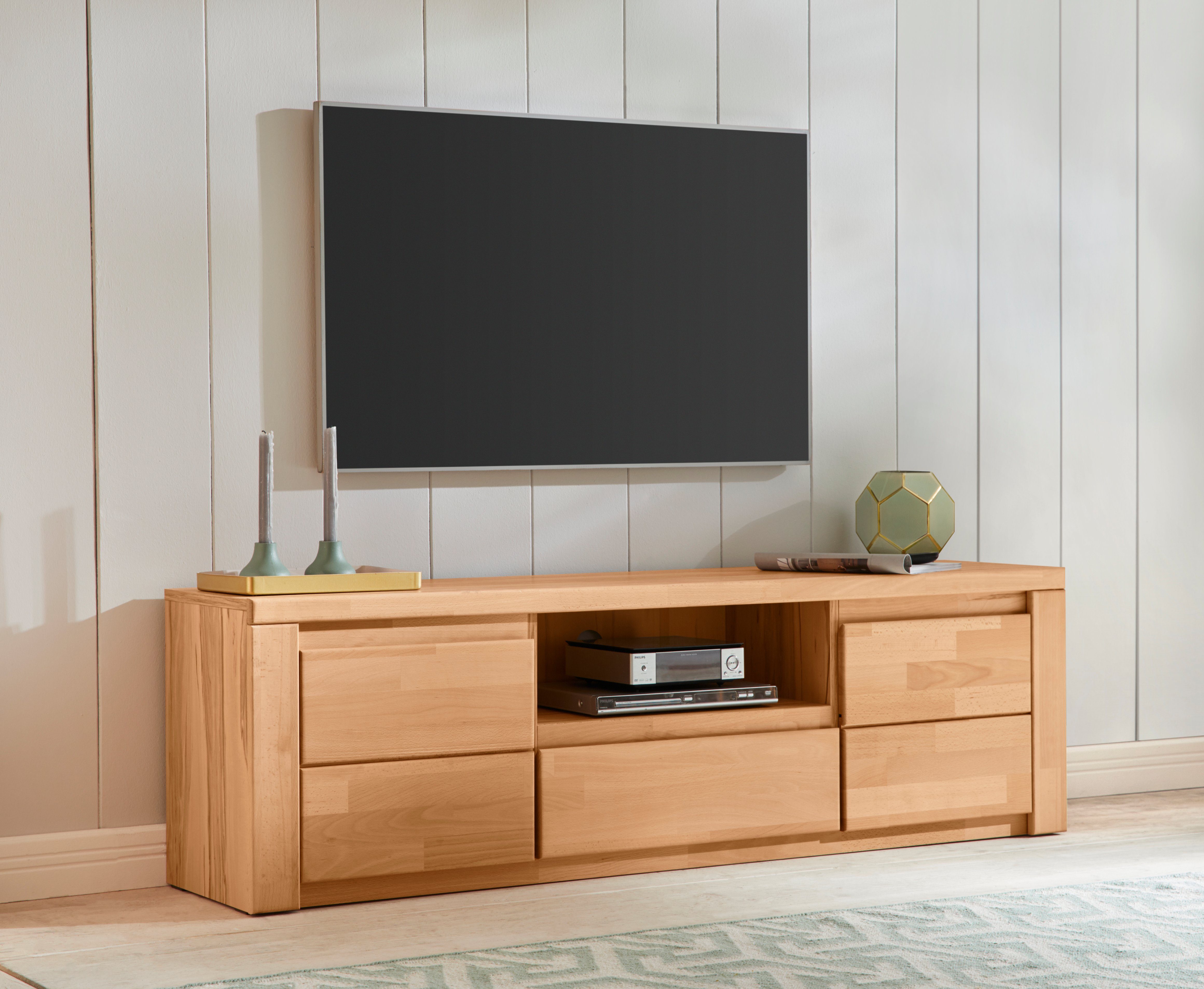 Home affaire Tv-meubel Burani greeploze look, tv-tafel lowboards maat 160x35x48 cm bruin