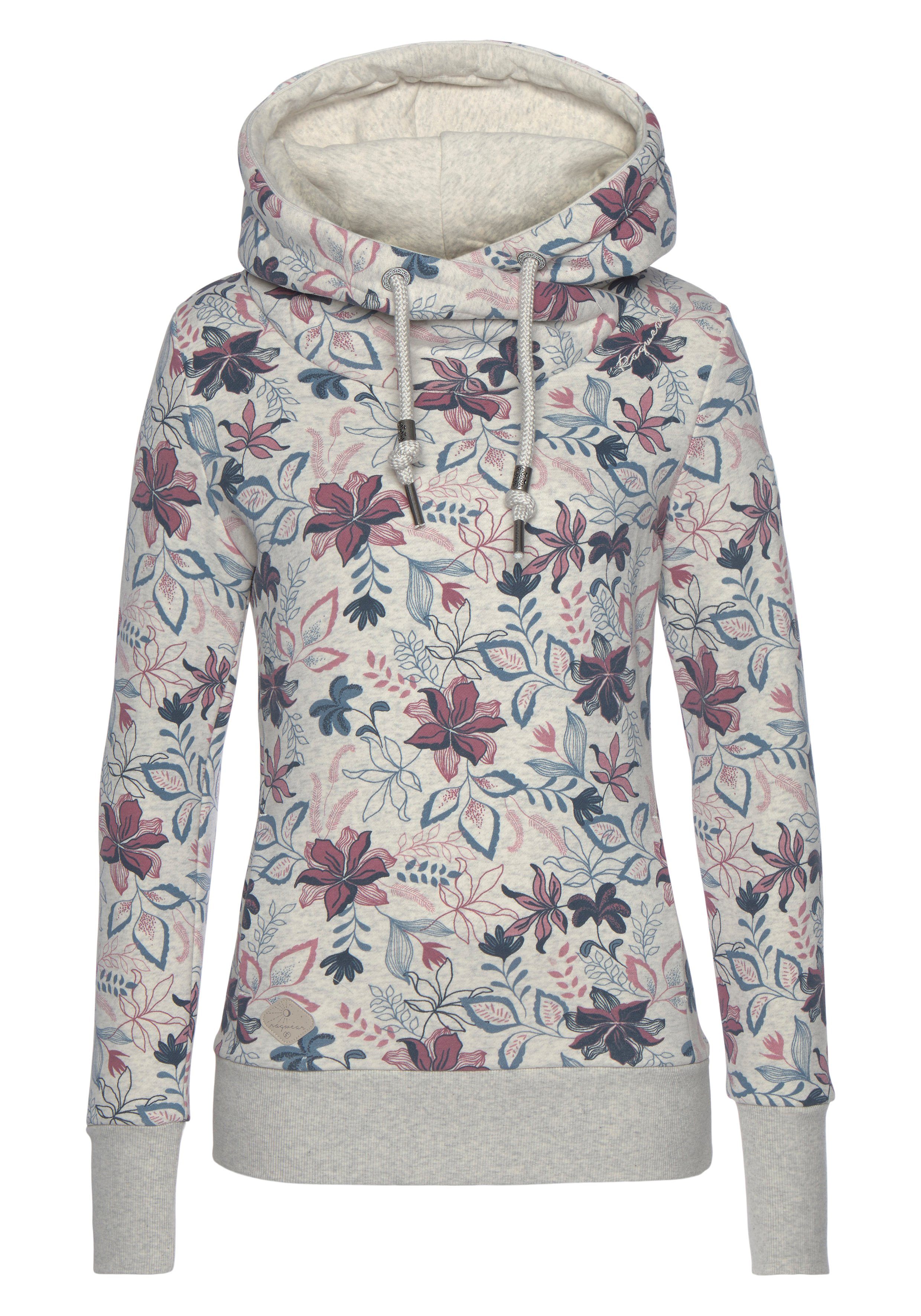 Ragwear Sweater GRIPY FLOWERS O Hoodie met gebloemde print all-over