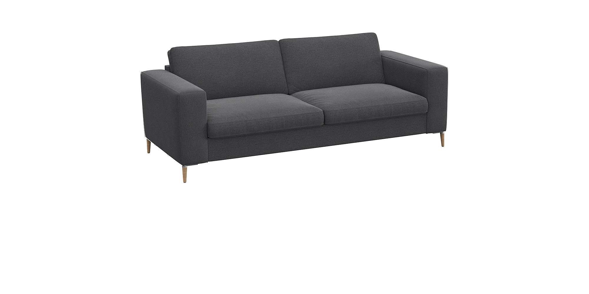 FLEXLUX 2,5-zitsbank Fiore, super zitcomfort door koudschuim, brede armleuningen, voeten van aluminium + eiken