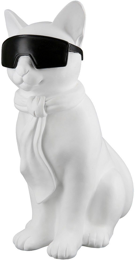Casablanca by Gilde Dierfiguur Kat met bril Hero Cat (1 stuk) beelden & sculpturen wit