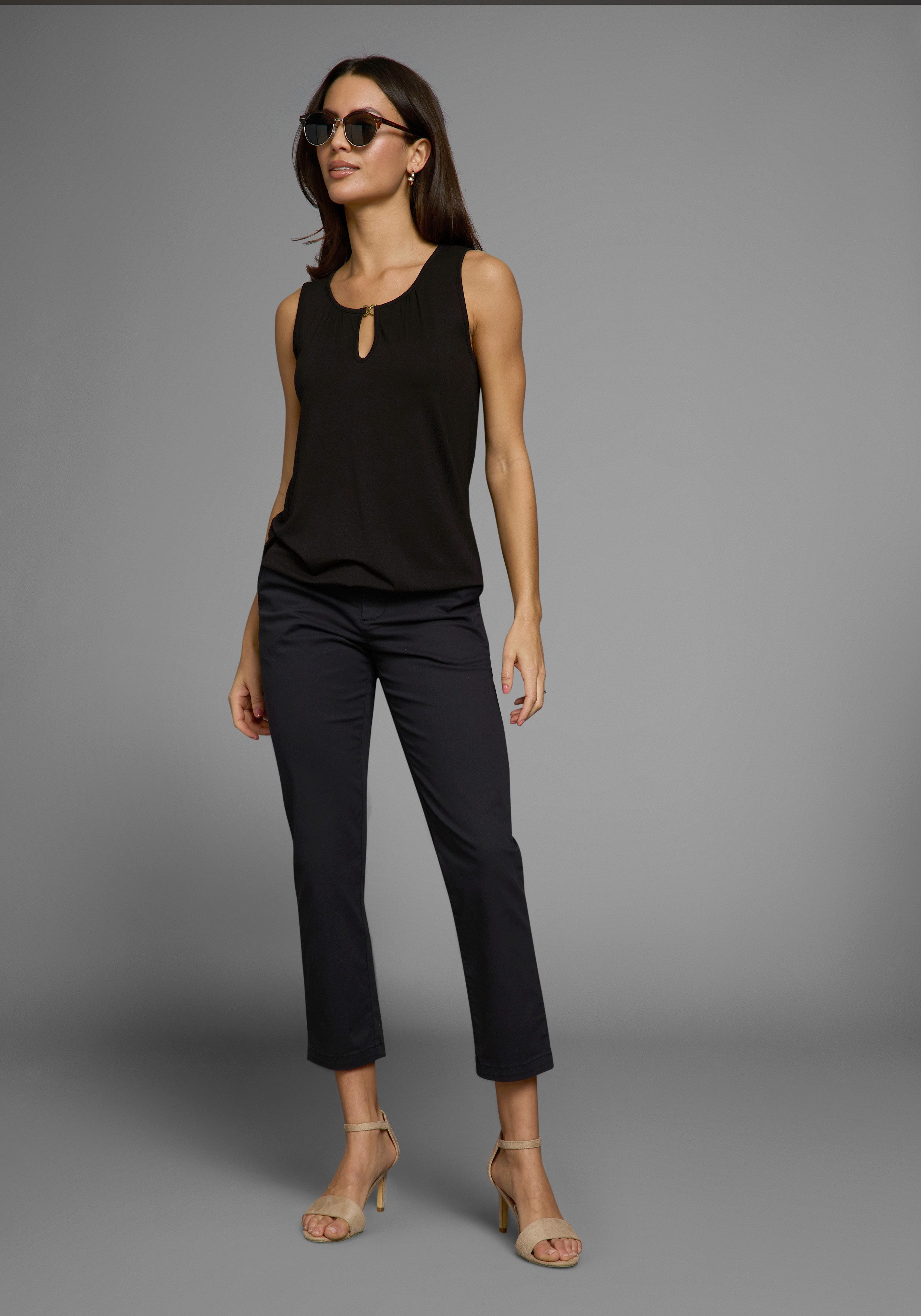 Laura Scott Tanktop met subtiele plooien aan de ronde hals - nieuwe collectie