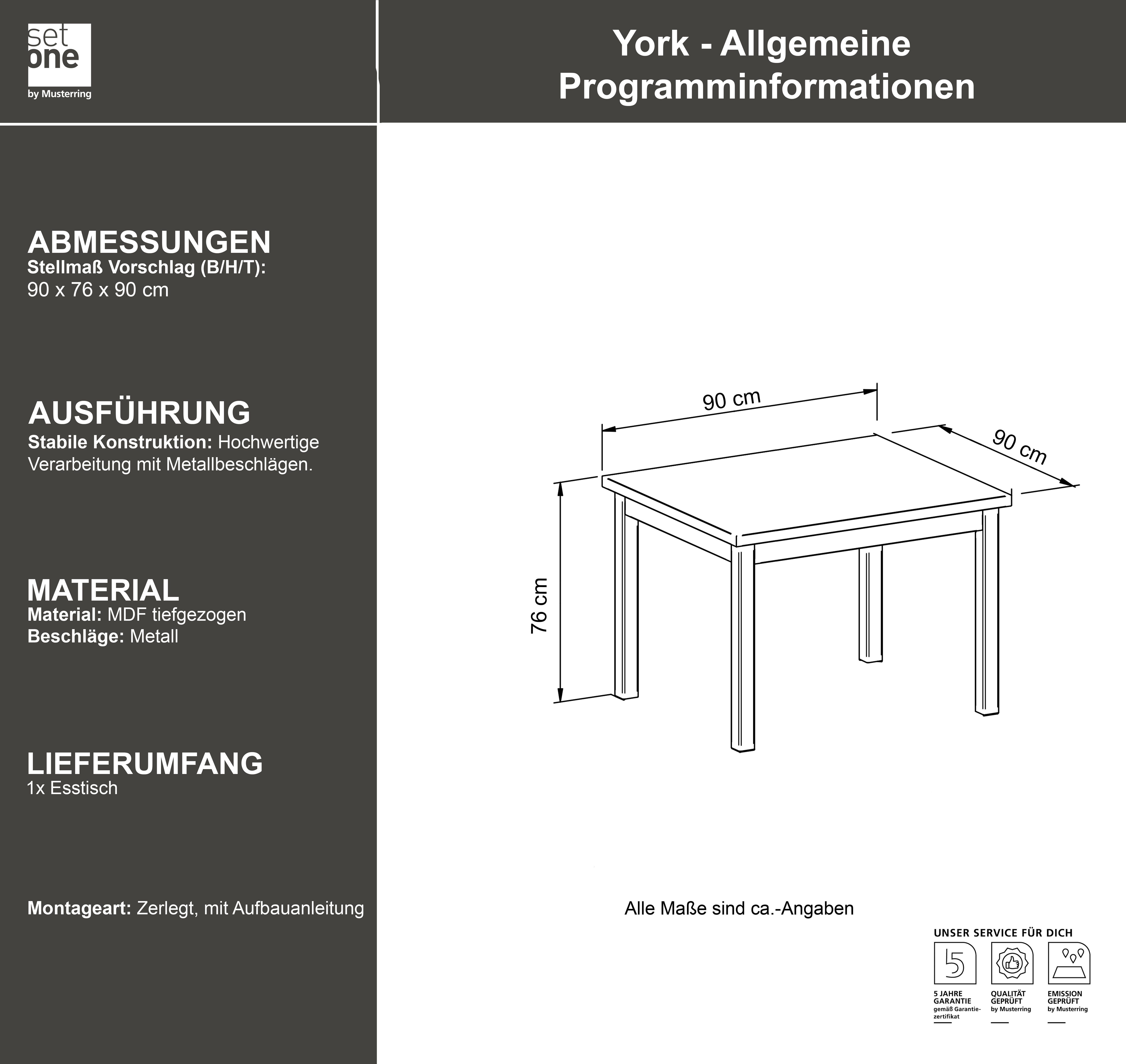 set one by Musterring Eettafel York in 3 kleurvarianten en 4 maten verkrijgbaar, met eiken plaat