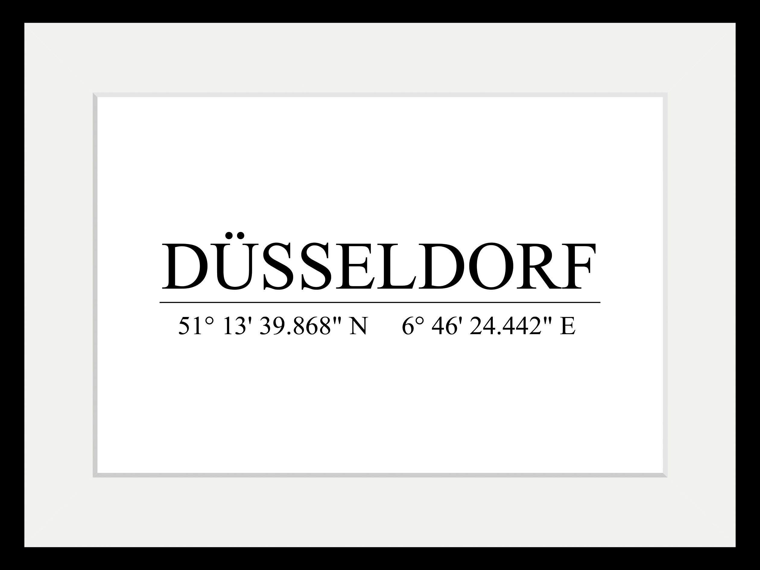 queence Wanddecoratie Düsseldorf HD premium posterdruk incl. houten lijst (1 stuk)