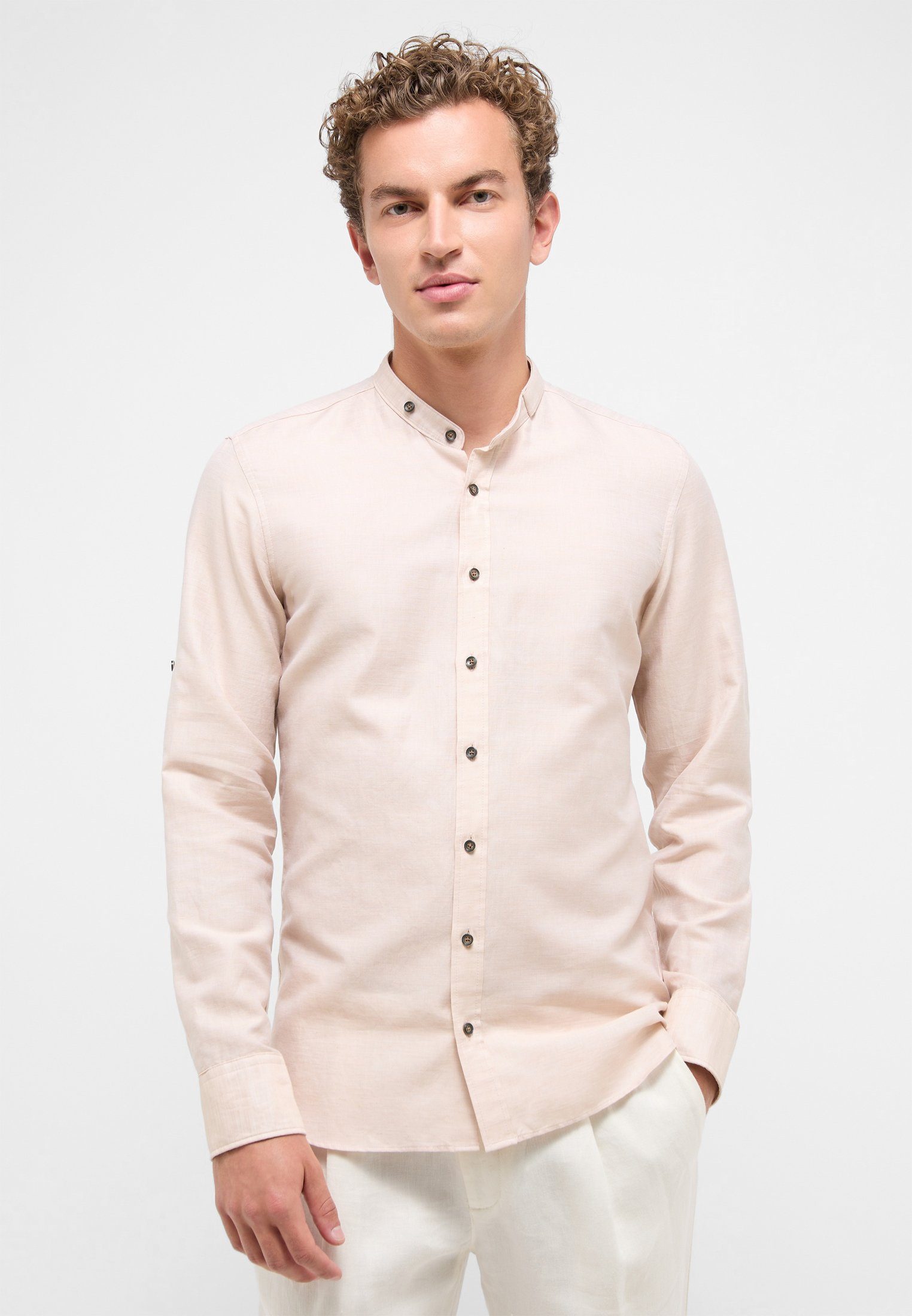 Eterna Overhemd met lange mouwen Slim fit heren overhemden maat 40 beige