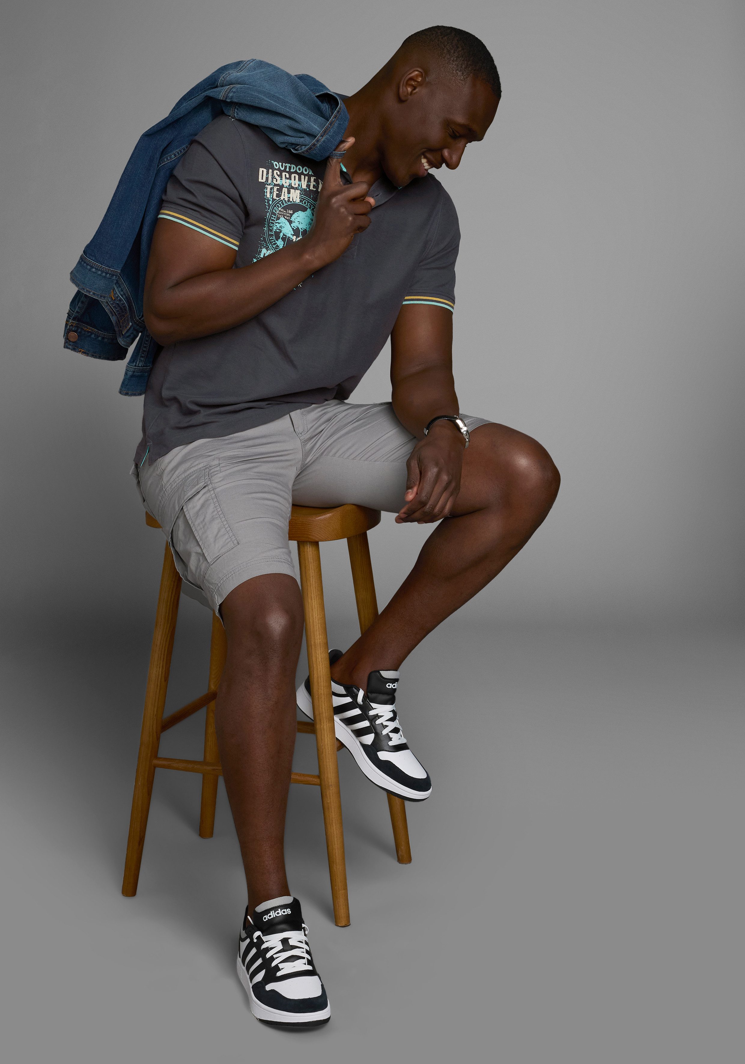 Man's World Poloshirt Korte mouwen, casual pasvorm, met trendy print, polokraag