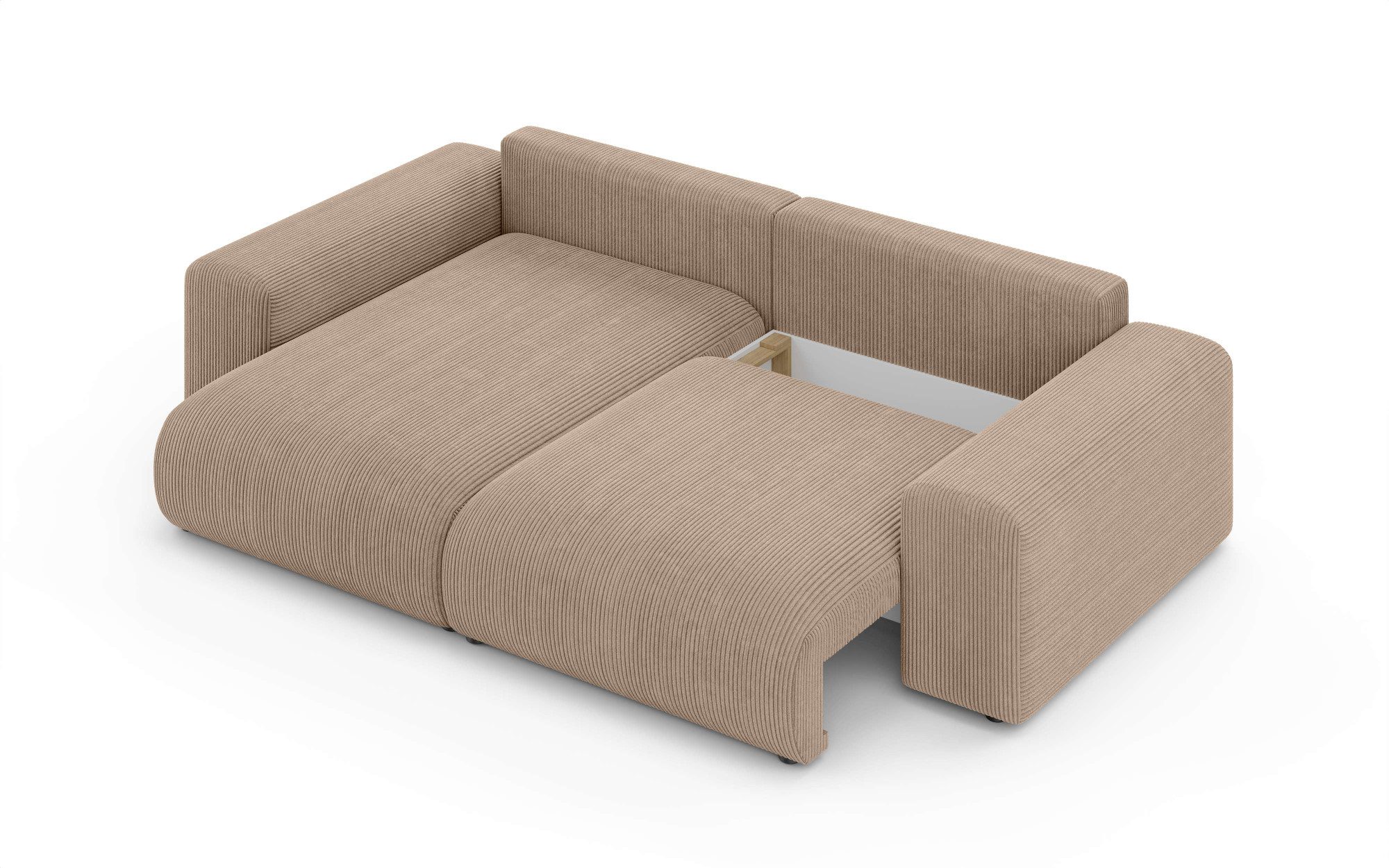 Home affaire Hoekbank LAKESIDE met bedfunctie en bedlade, B/D/H 257/166/84 cm L-vorm, recamiere aan beide zijden monteerbaar, golfondersteuning