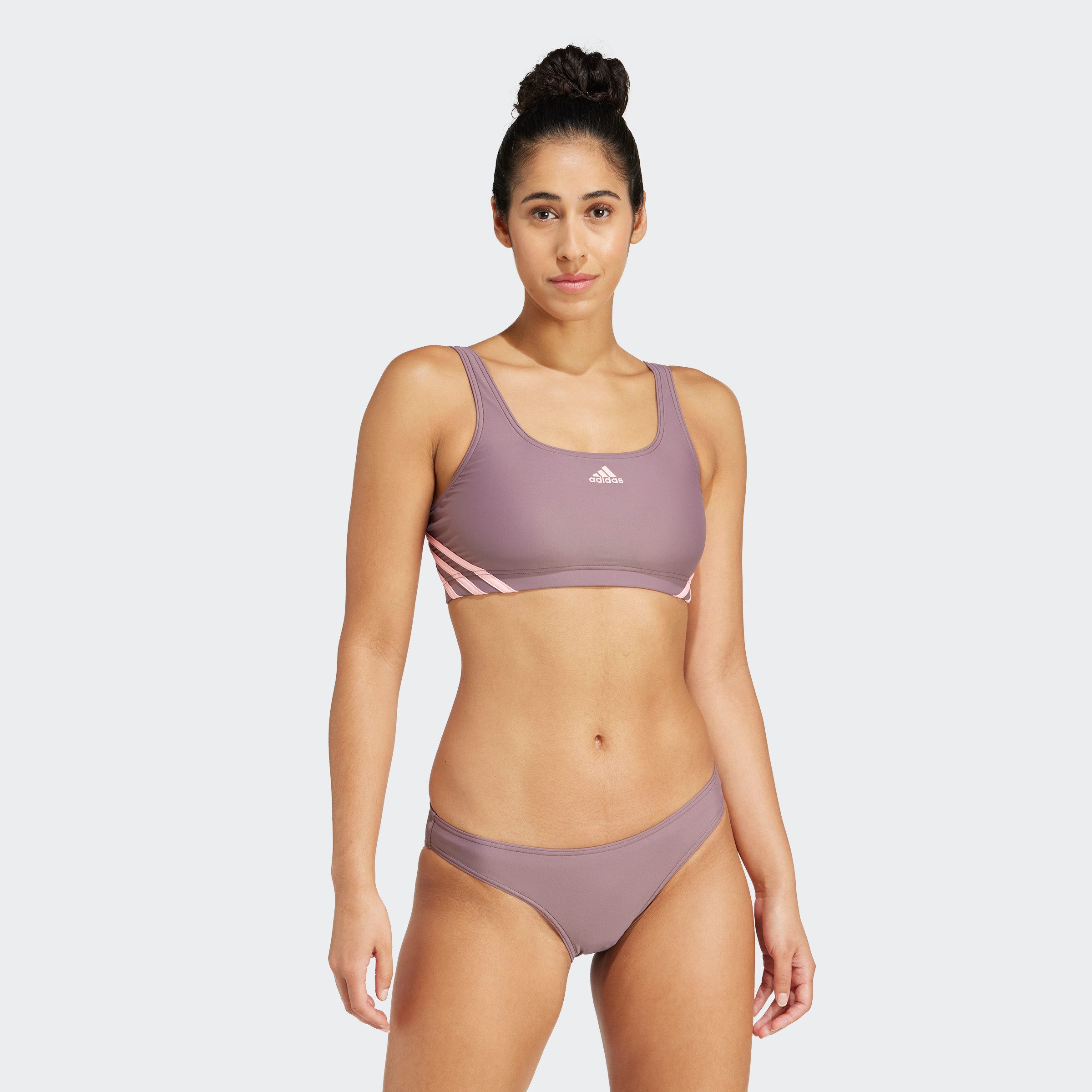 Adidas Performance niet-voorgevormde crop bikini taupe roze