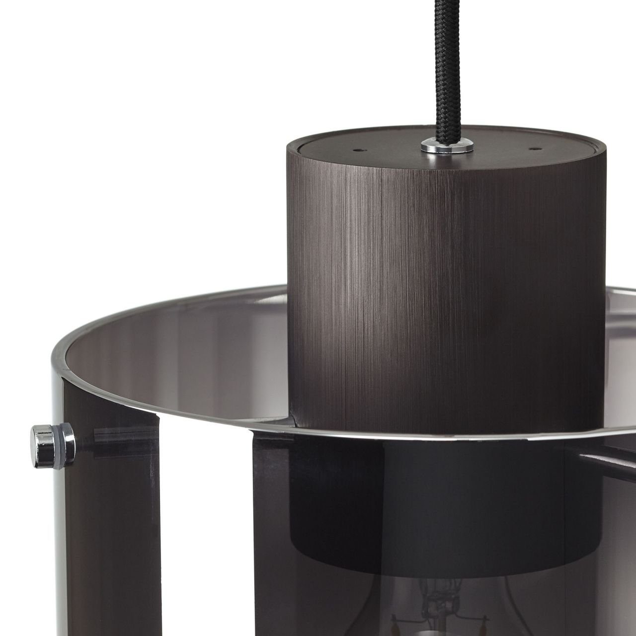 Brilliant Leuchten Hanglamp BETH Hanglamp 3-lichts koffie / rookglas, glazen lamp (1 stuk)