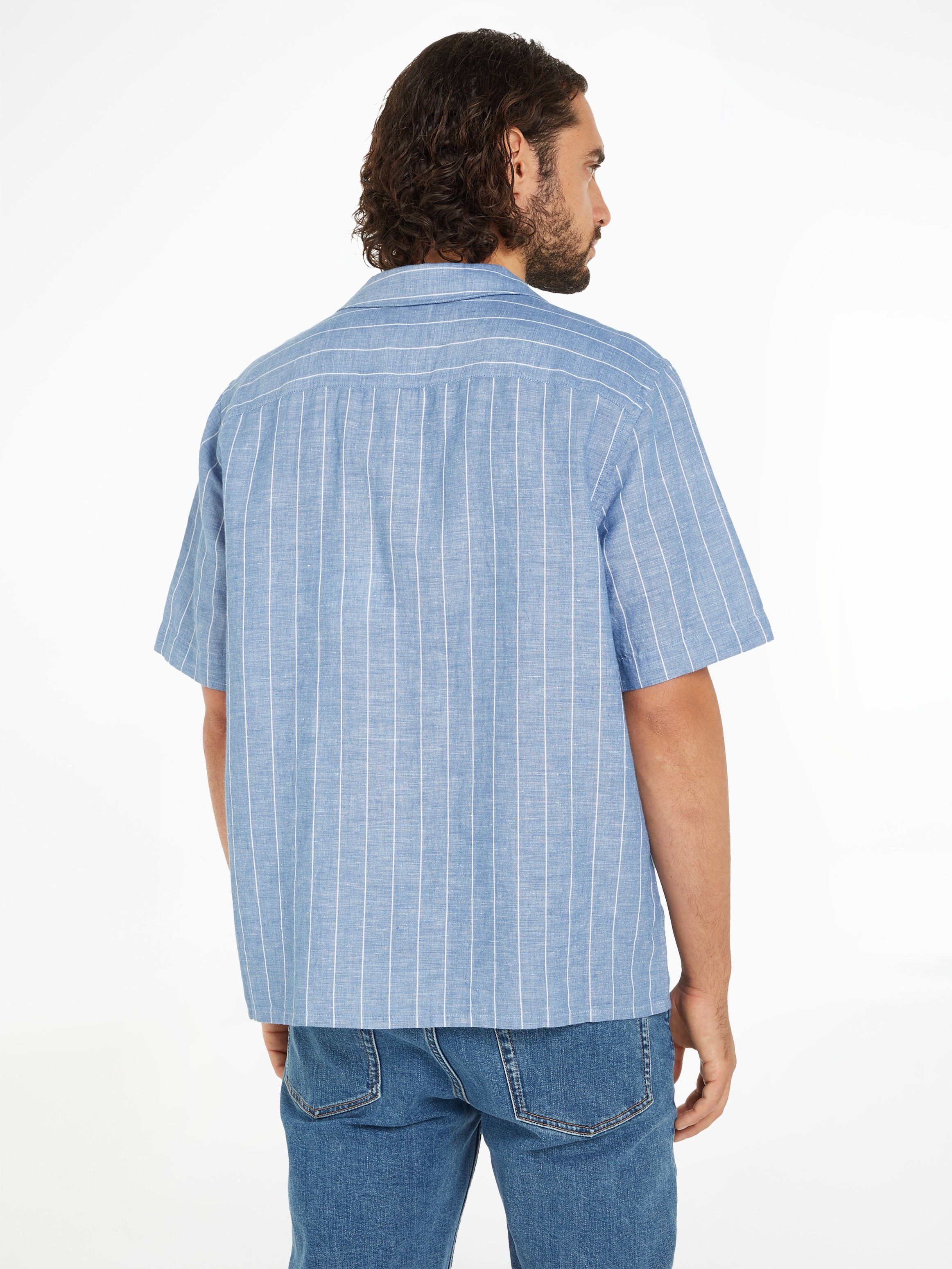 Calvin Klein Overhemd met korte mouwen LINEN COTTON STRIPE S/S SHIRT