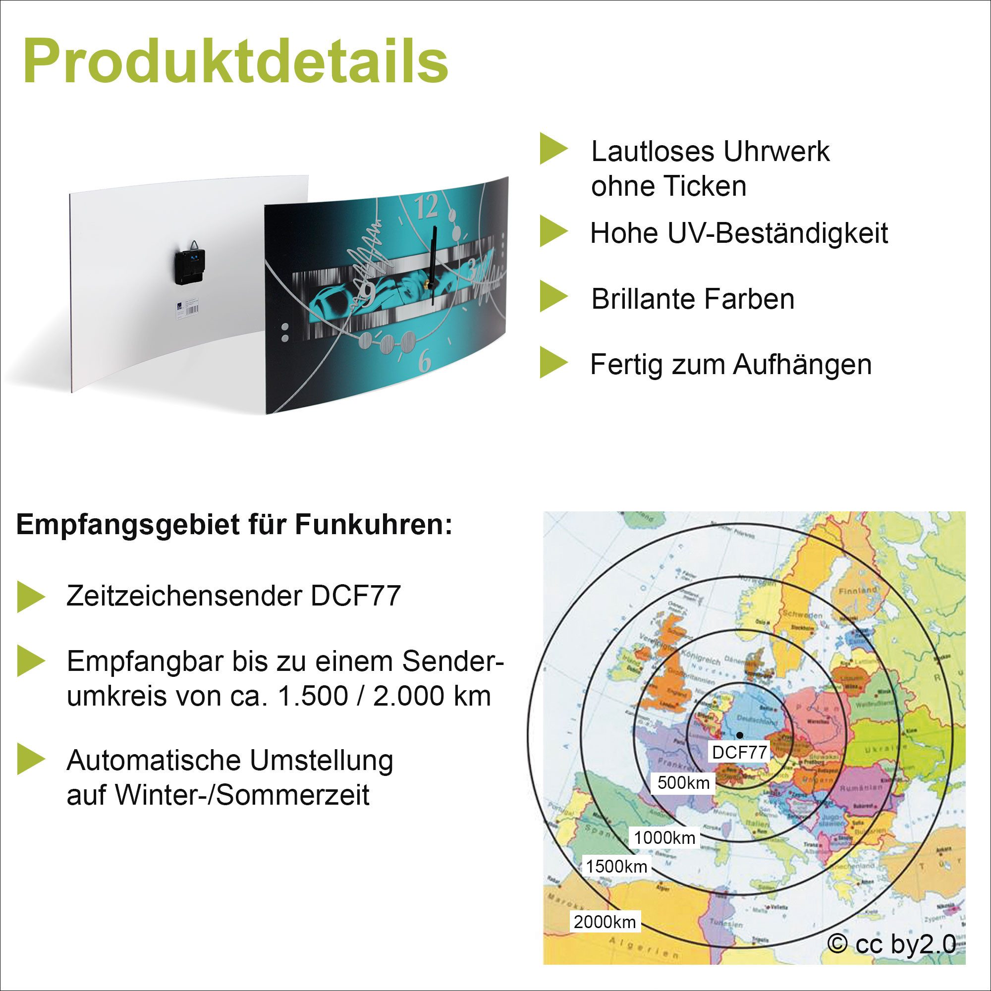 Artland Wandklok Pluizenbol dauwdruppel blauw 3d-look geschulpt, met kwarts- of radiografisch uurwerk, verschillende maten