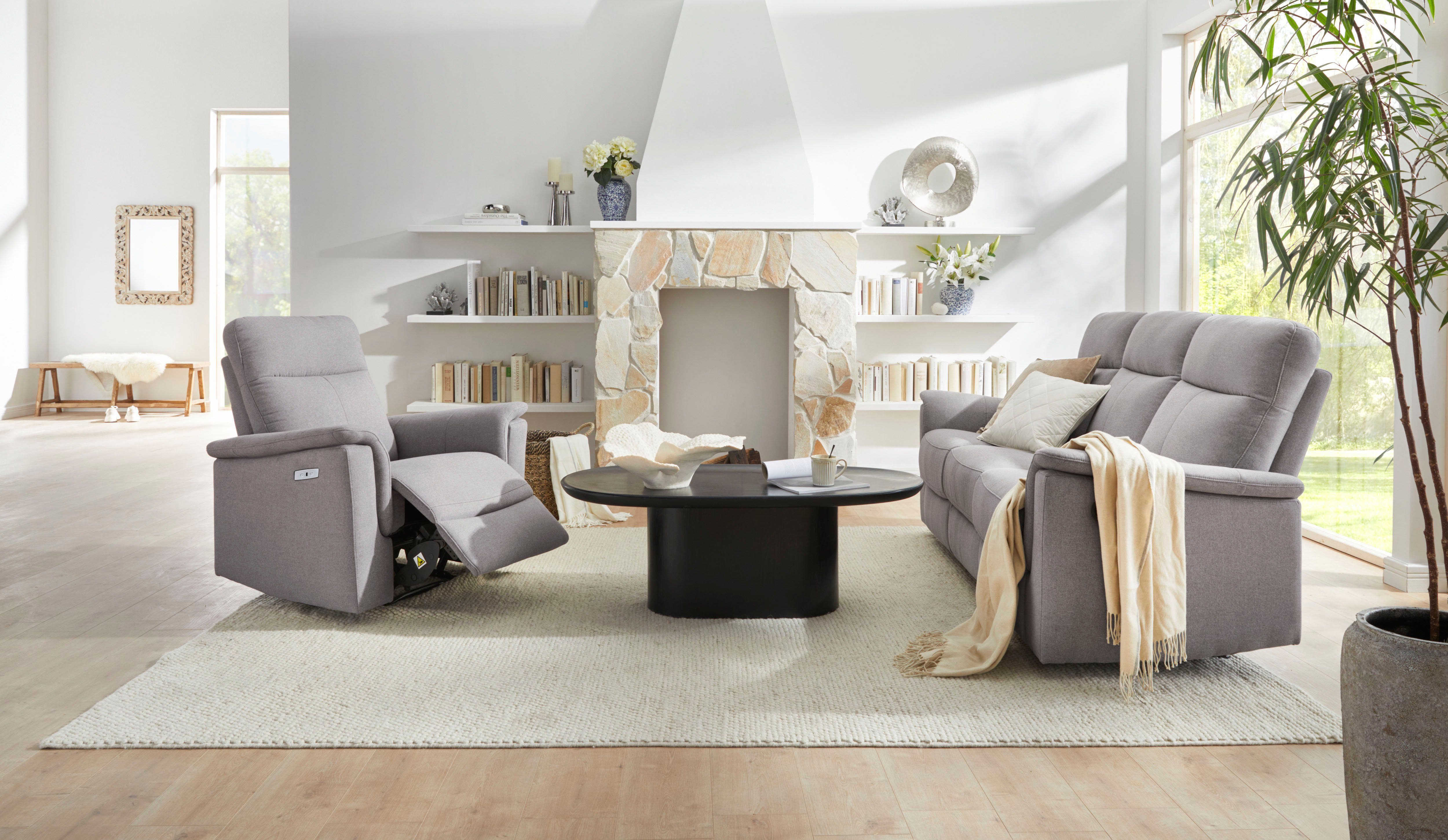 Home affaire 3-zitsbank Southbrook met handmatige en elektrische relaxfunctie