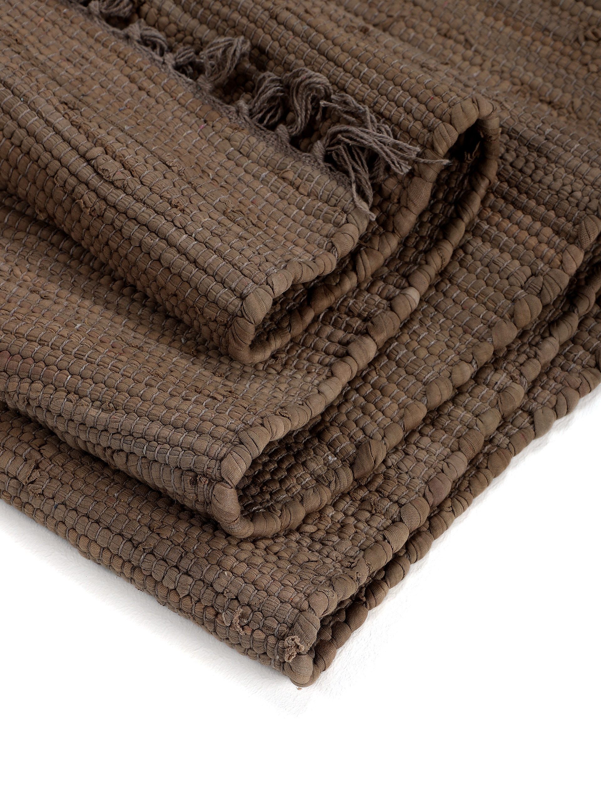 carpetfine Vloerkleed Kelim Chindi uni Tweezijdig te gebruiken kleed, puur katoen, met de hand geweven, unikleuren, met franje