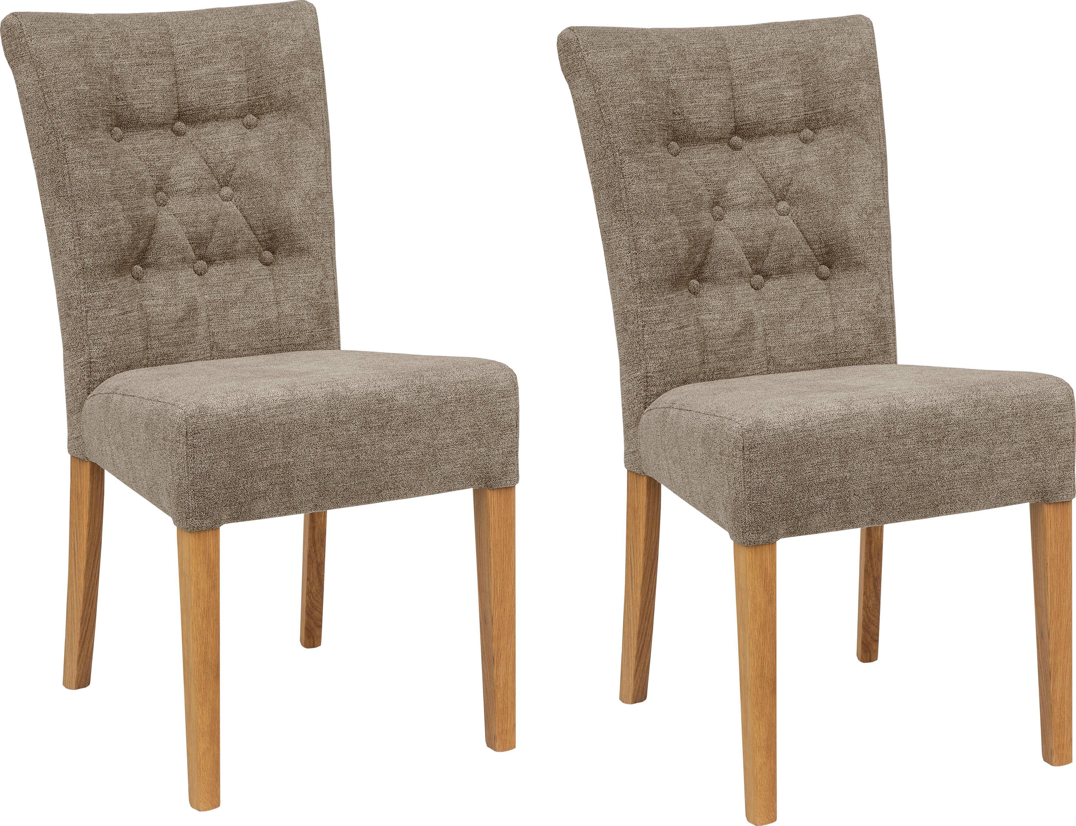 Home affaire Stoel Queen Eetkamerstoel met capitonnage, set van 2, 4 of 6 4 poot stoelen grijs