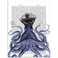 artland print op glas kapitein octopus (1 stuk) blauw