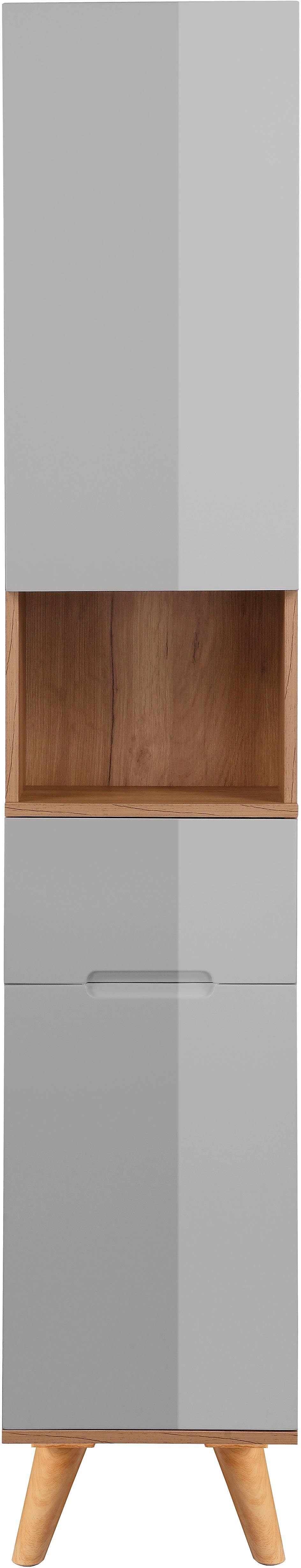 welltime Hoge kast Lund badkamerkast Scandinavisch design met veel bergruimte hoge kasten grijs