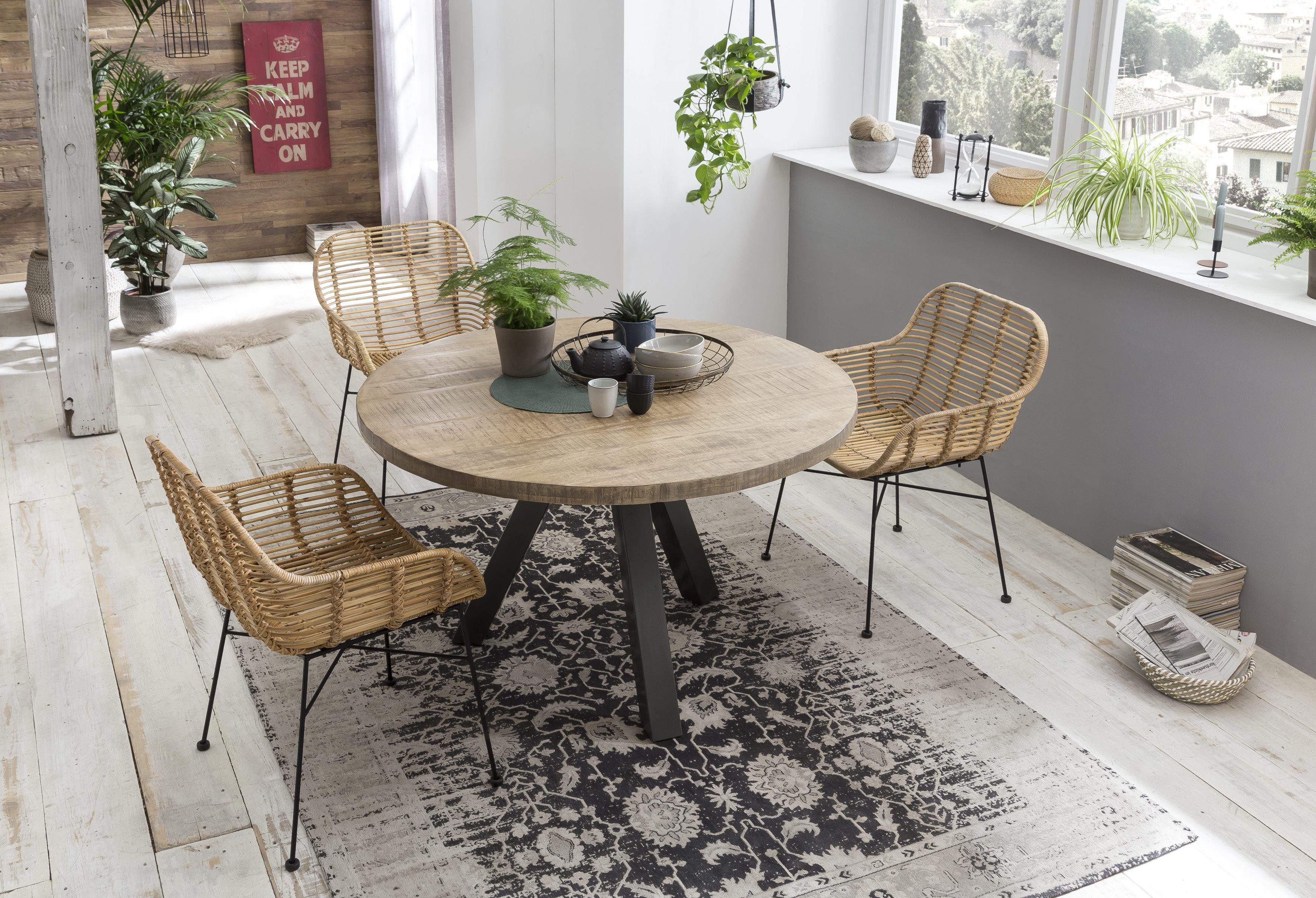 SIT Rotanstoel Rotan vintage met armleuningen, shabby chic, vintage (set, 2 stuks)