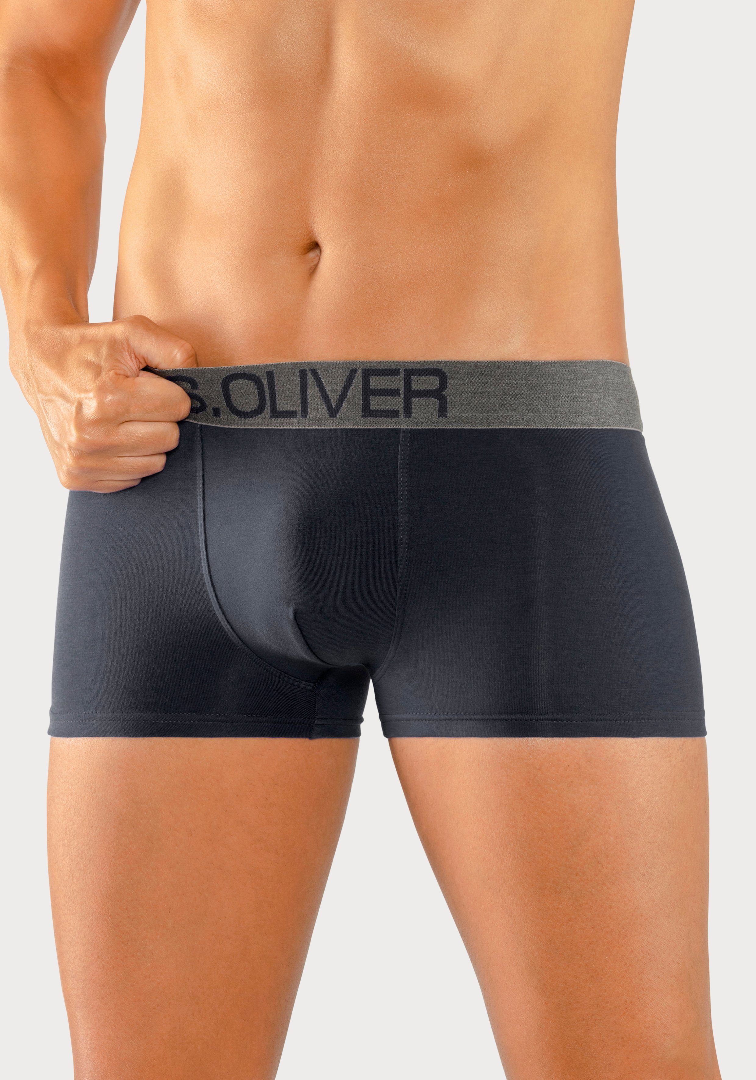 s.Oliver RED LABEL Beachwear Hipster strak zittende boxershorts voor heren van katoenmix (set, 4 stuks)
