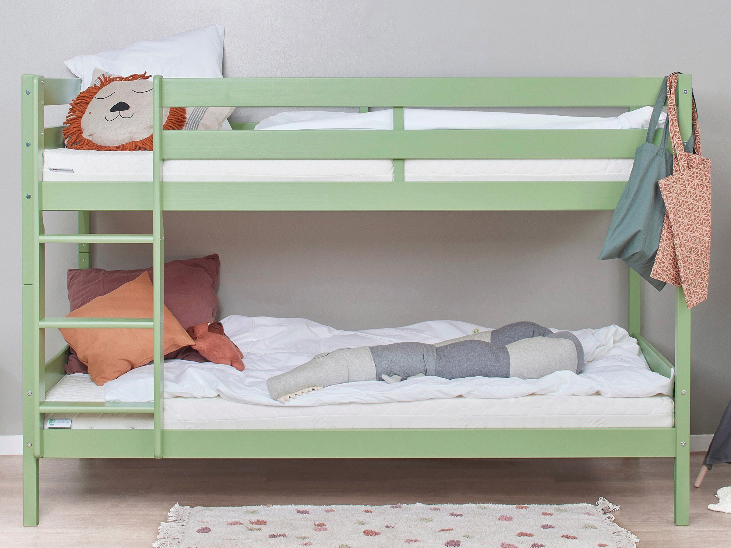Hoppekids Stapelbed Eco comfort kinderbed 90x200 of 70x160 van massief hout in 4 kleuren