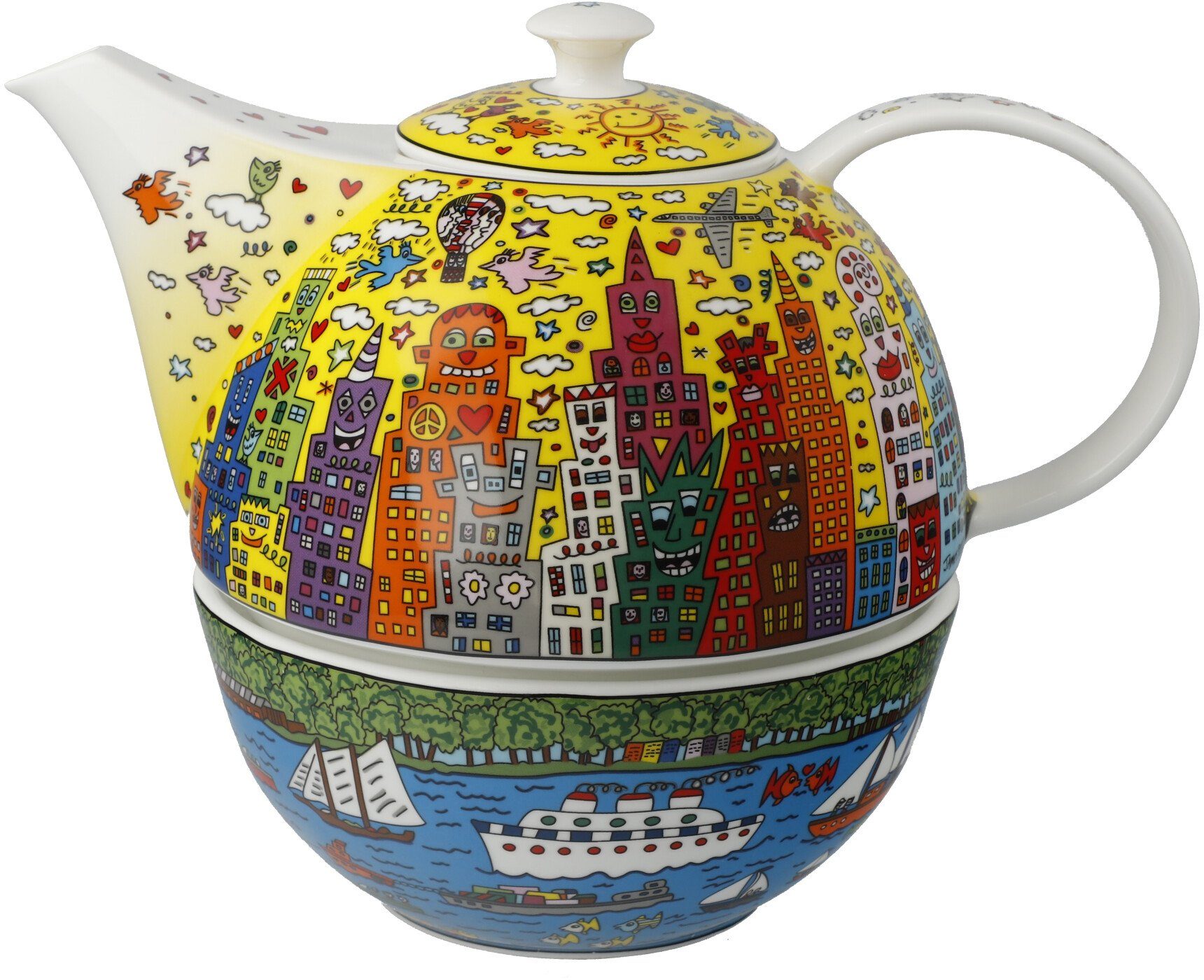Goebel Theepot Rizzi met theelicht, pop art, james rizzi - mijn new york city zonsondergang