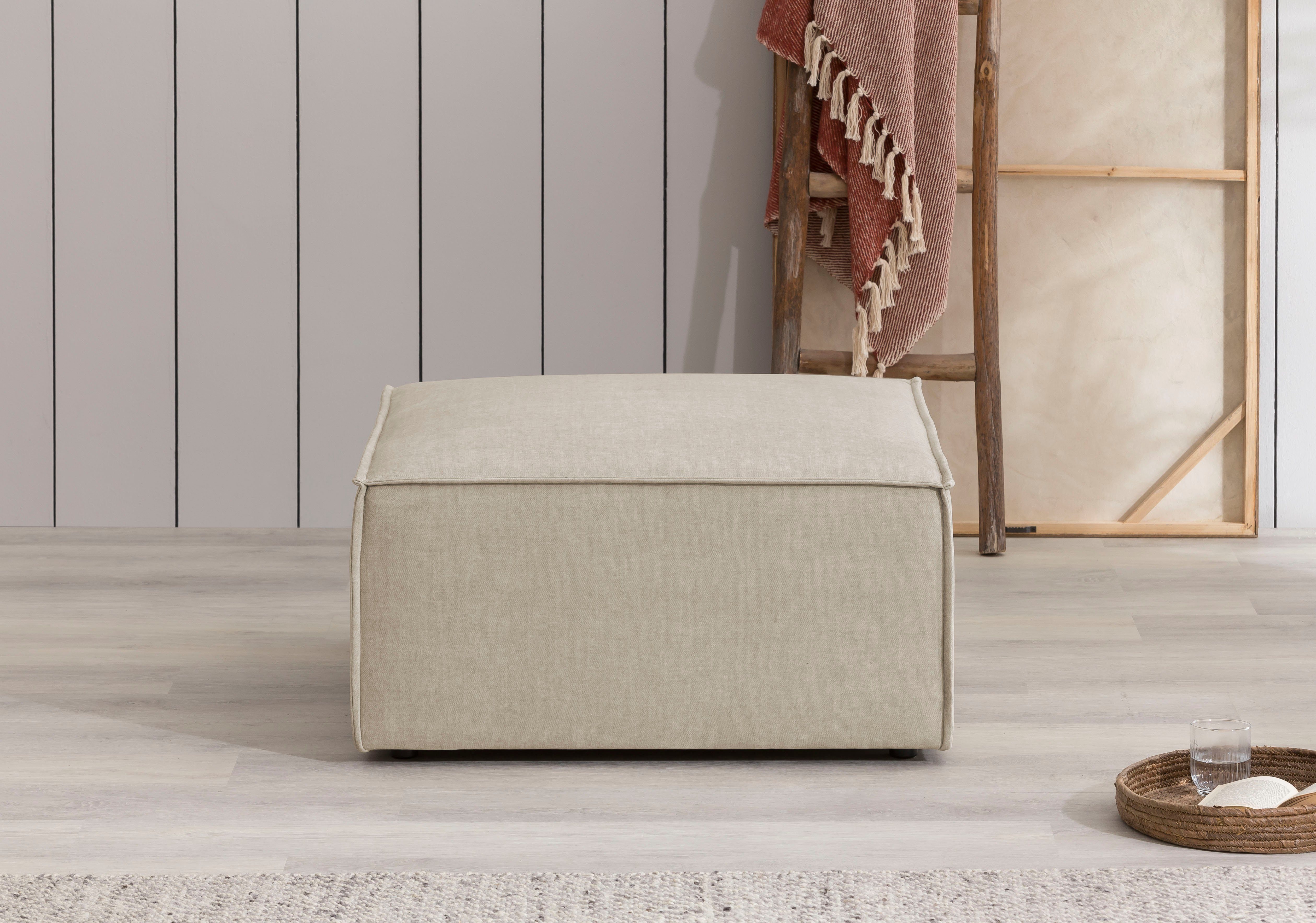 Home affaire Hocker Sherwood Vierkante poef/voetenbank, ideale als aanvulling op de "SHERWOOD" love seat hockers wit