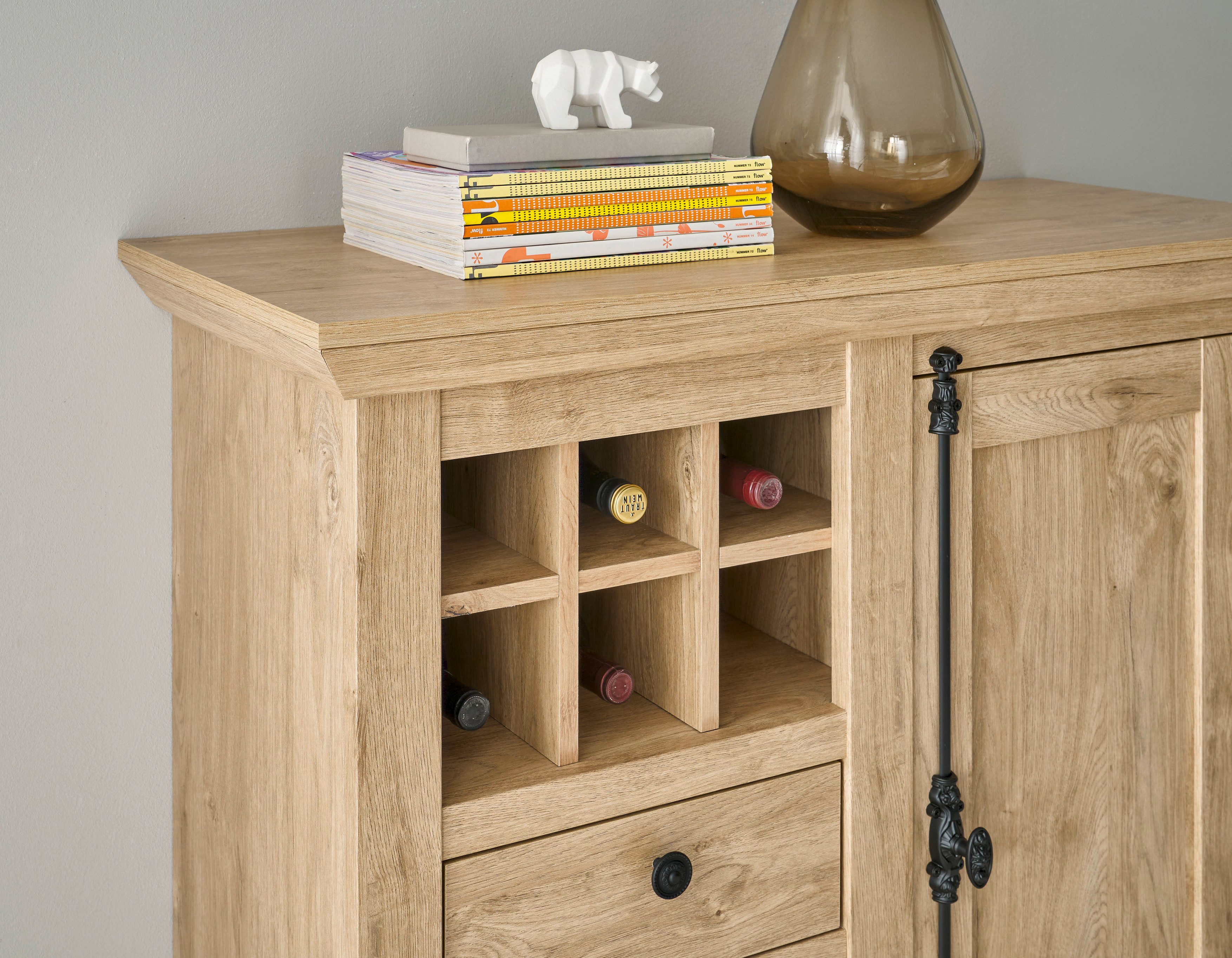 Home affaire Highboard Cornwall, commode in landelijke stijl, kast, sideboard, eiken decor (1 stuk)