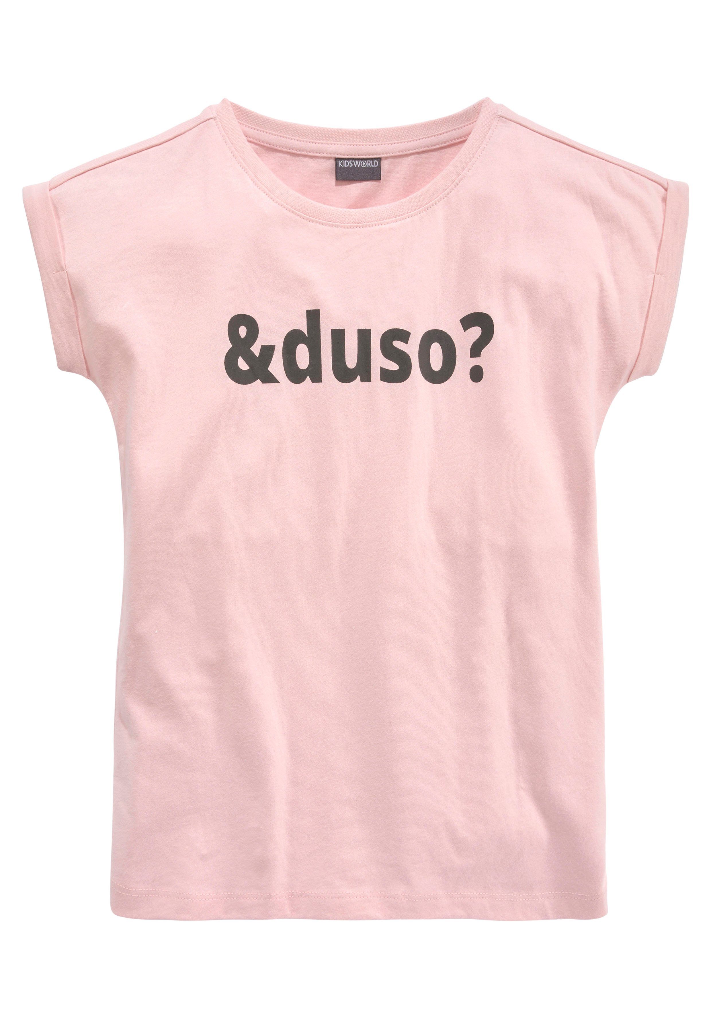 KIDSWORLD T-shirt &duso? korte mouwen, bedrukt, ronde hals, van katoen