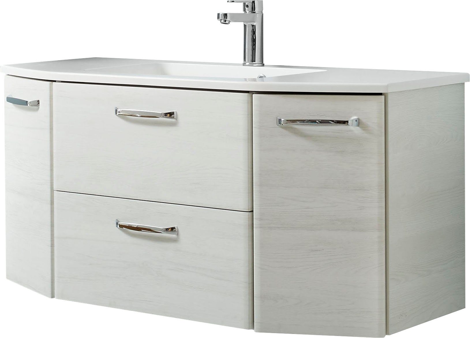 Saphir Wastafelonderkast Quickset wastafel incl. mineraalmarmeren wastafel, 112 cm breed, 2 deuren wastafelmeubels wit