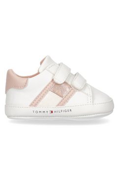 tommy hilfiger kruipschoentjes velcro shoe white-pink met glitterdetails wit