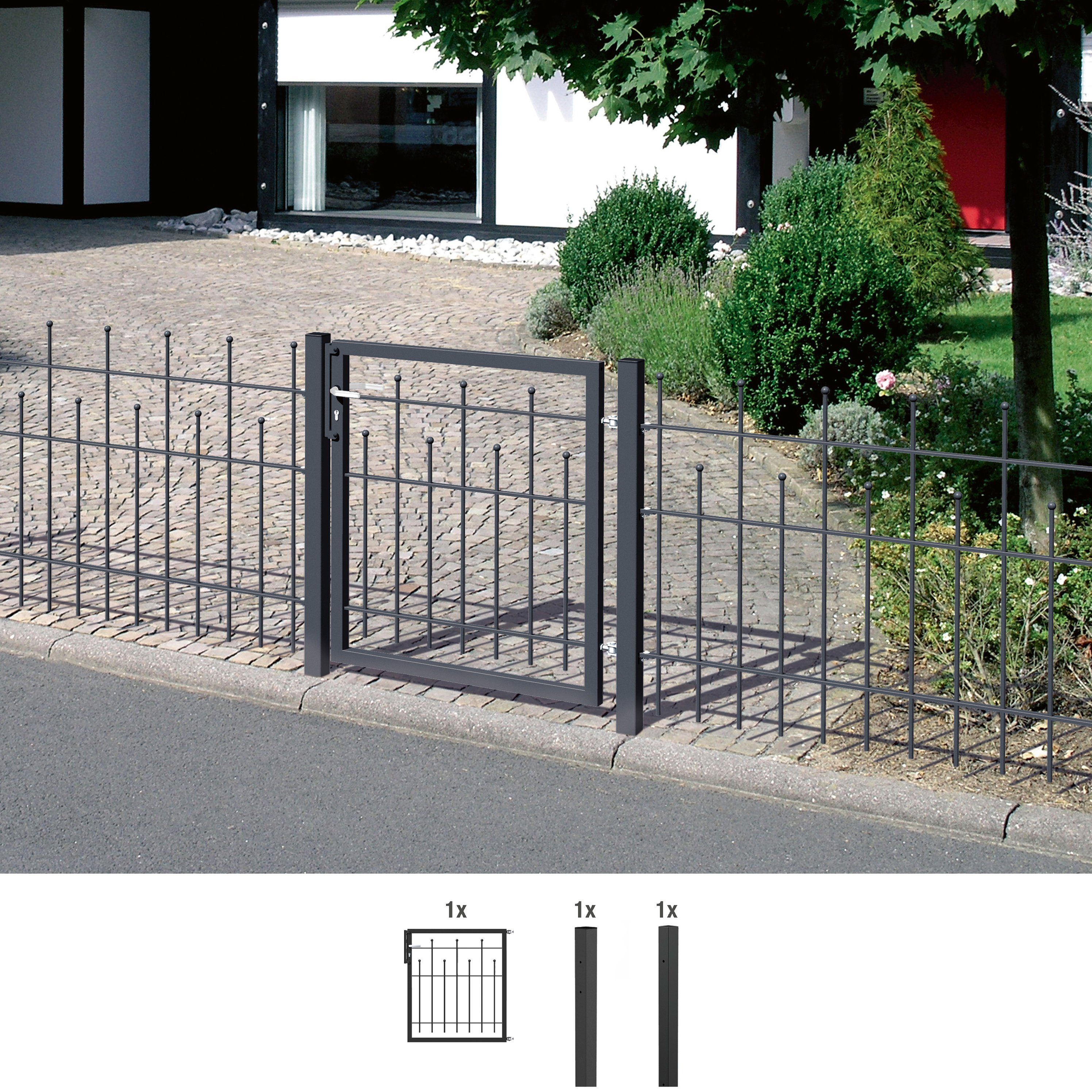 GAH Alberts Deur met enkel hek Madrid Breedte: 100 cm, hoogte 80 en 100 cm, thermisch verzinkt
