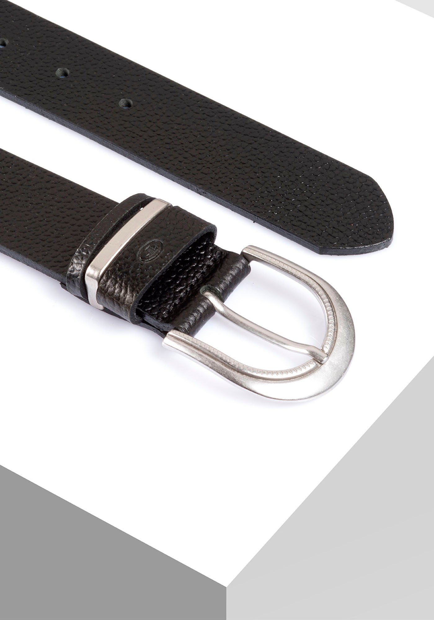 Tom Tailor Leren riem TTSANDRA 3,5 cm brede damesriem, genarbde oppervlakte, gesp zilverkleurig