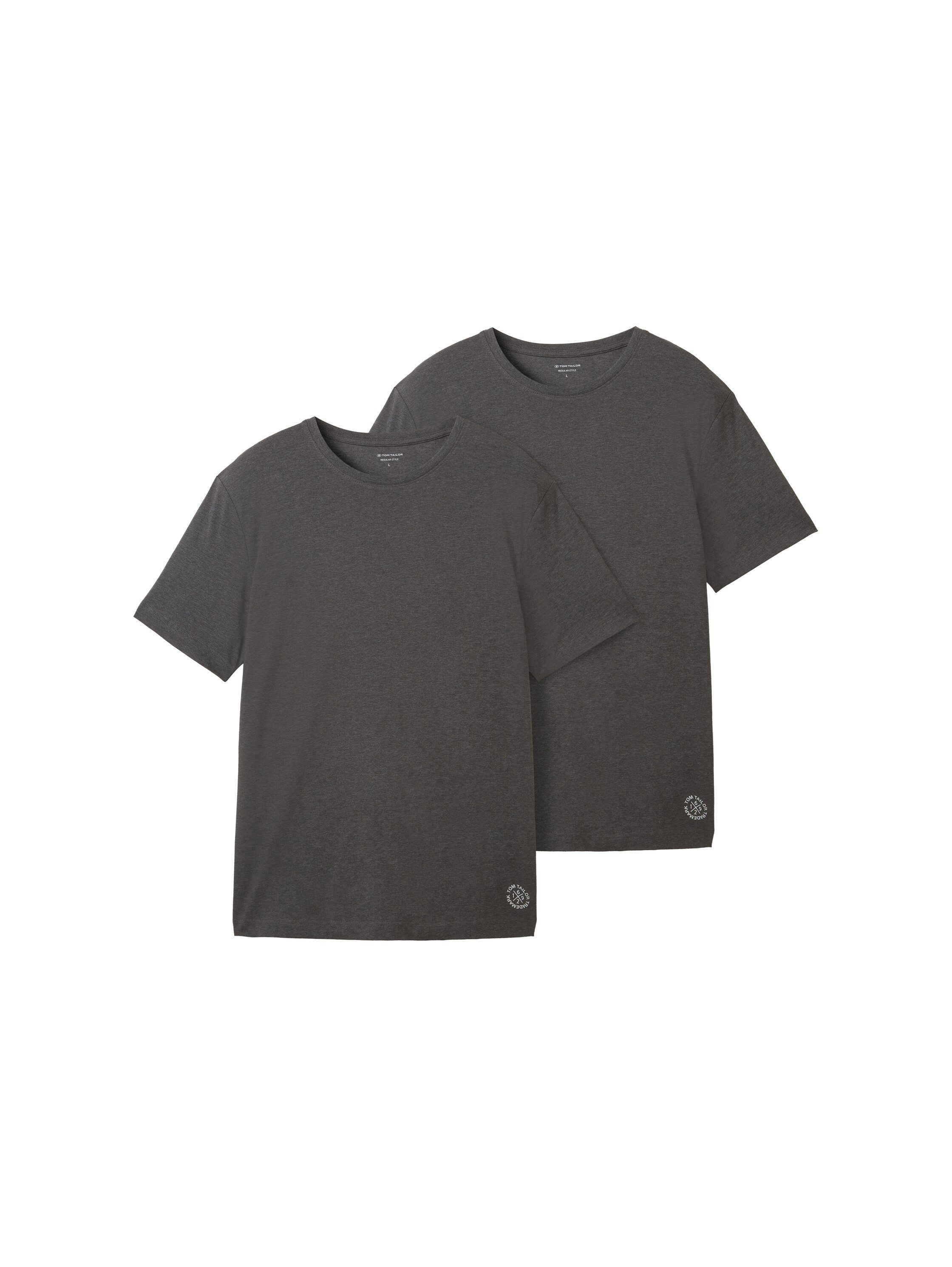 Tom Tailor Shirt met korte mouwen met logoprint (set, 2-delig) heren t-shirts maat XL grijs