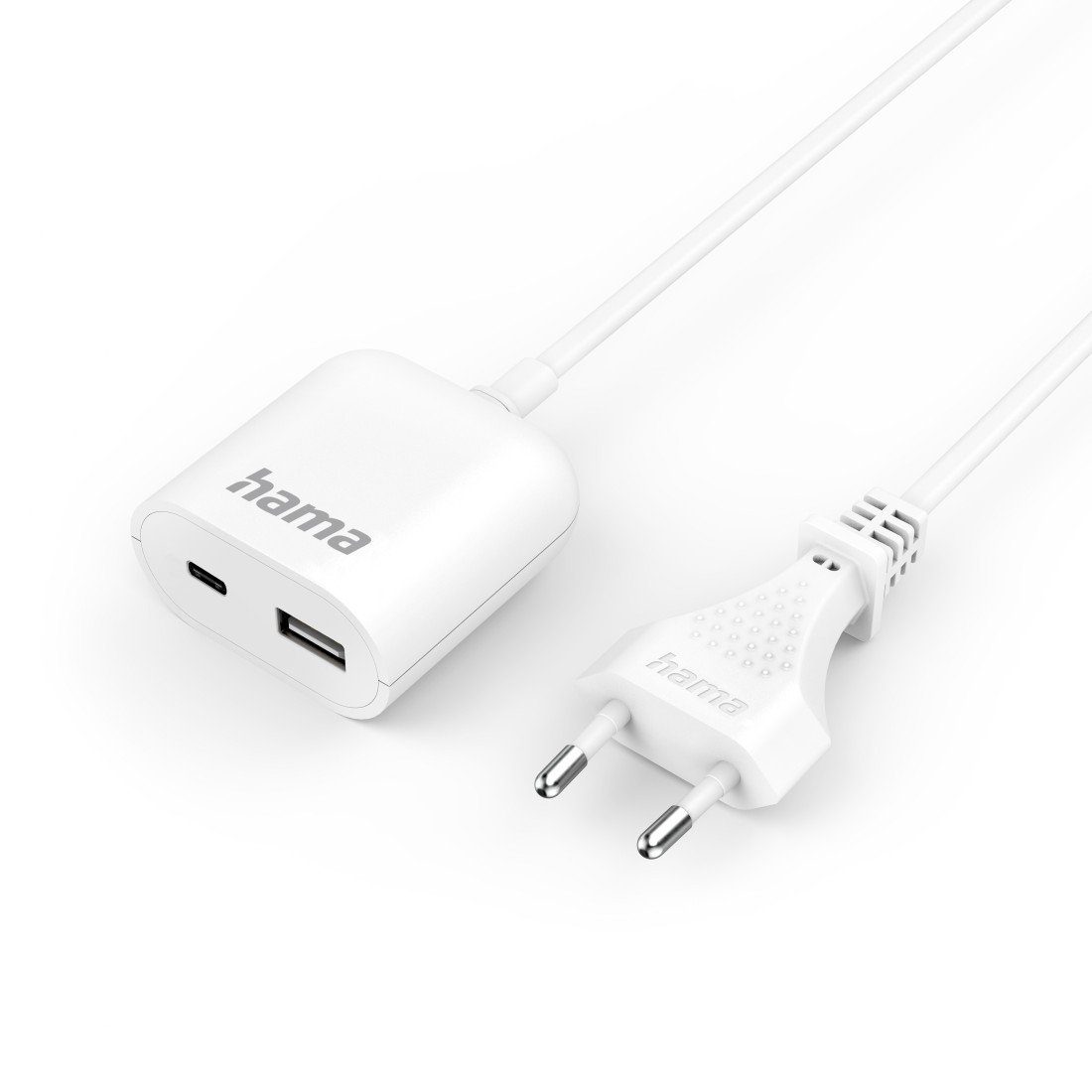 Hama USB-oplader USB voeding met 1,9 m lange kabel, 3,5A, 1x USB A, 1x USB C, wit