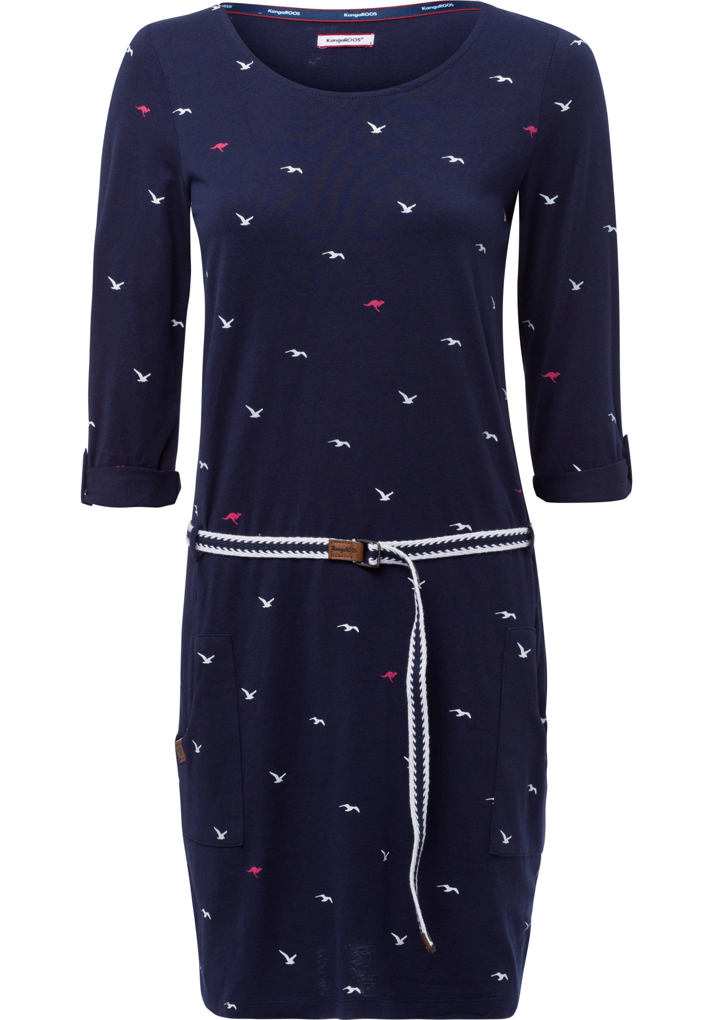 KangaROOS Jerseyjurk figuurvolgende pasvorm, van katoenmix (set, Met een afneembare riem)