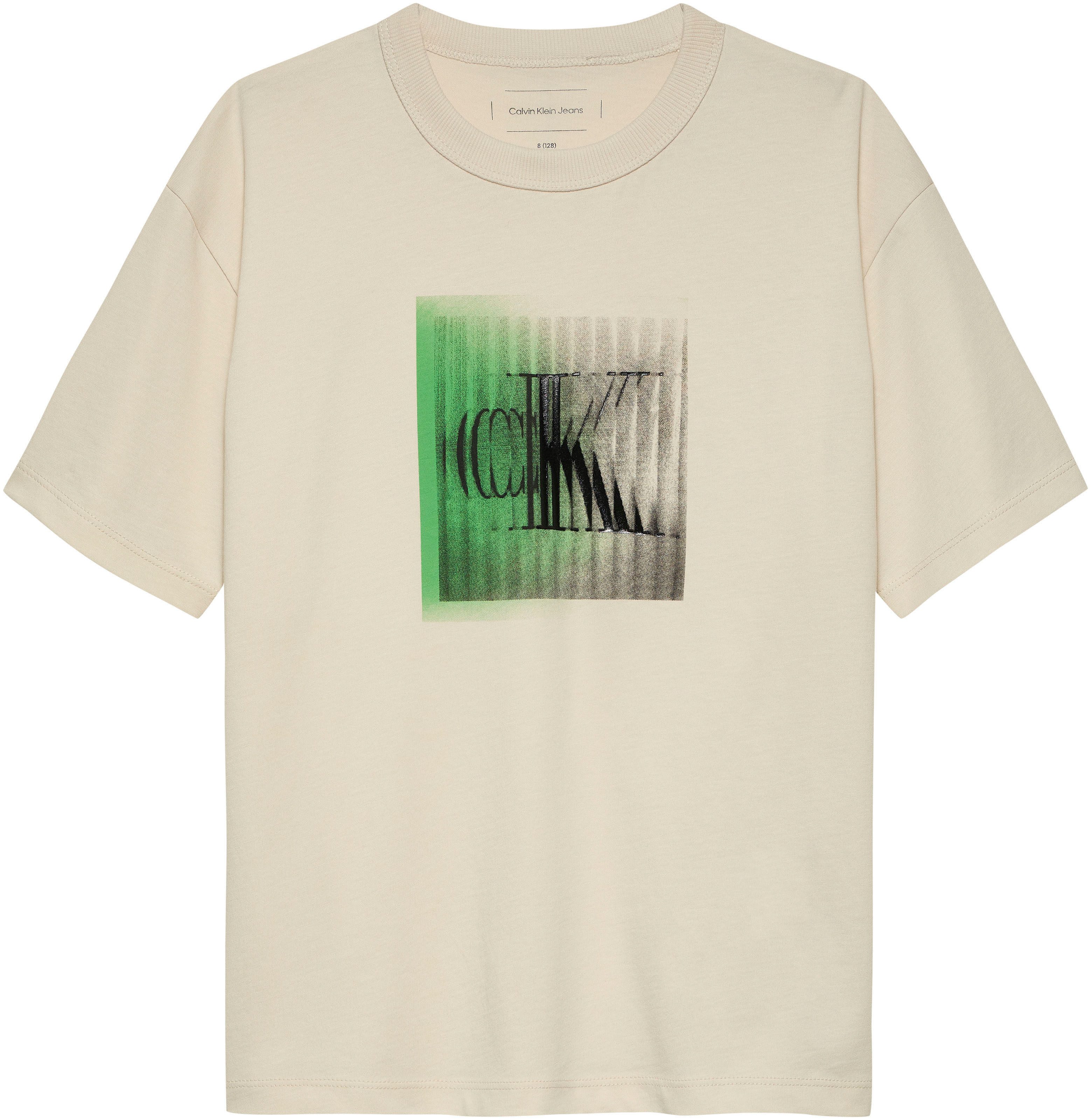Calvin Klein Shirt met ronde hals LARGE SHIFTED CK SS T-SHIRT voor kinderen tot 16 jaar met logo-opdruk