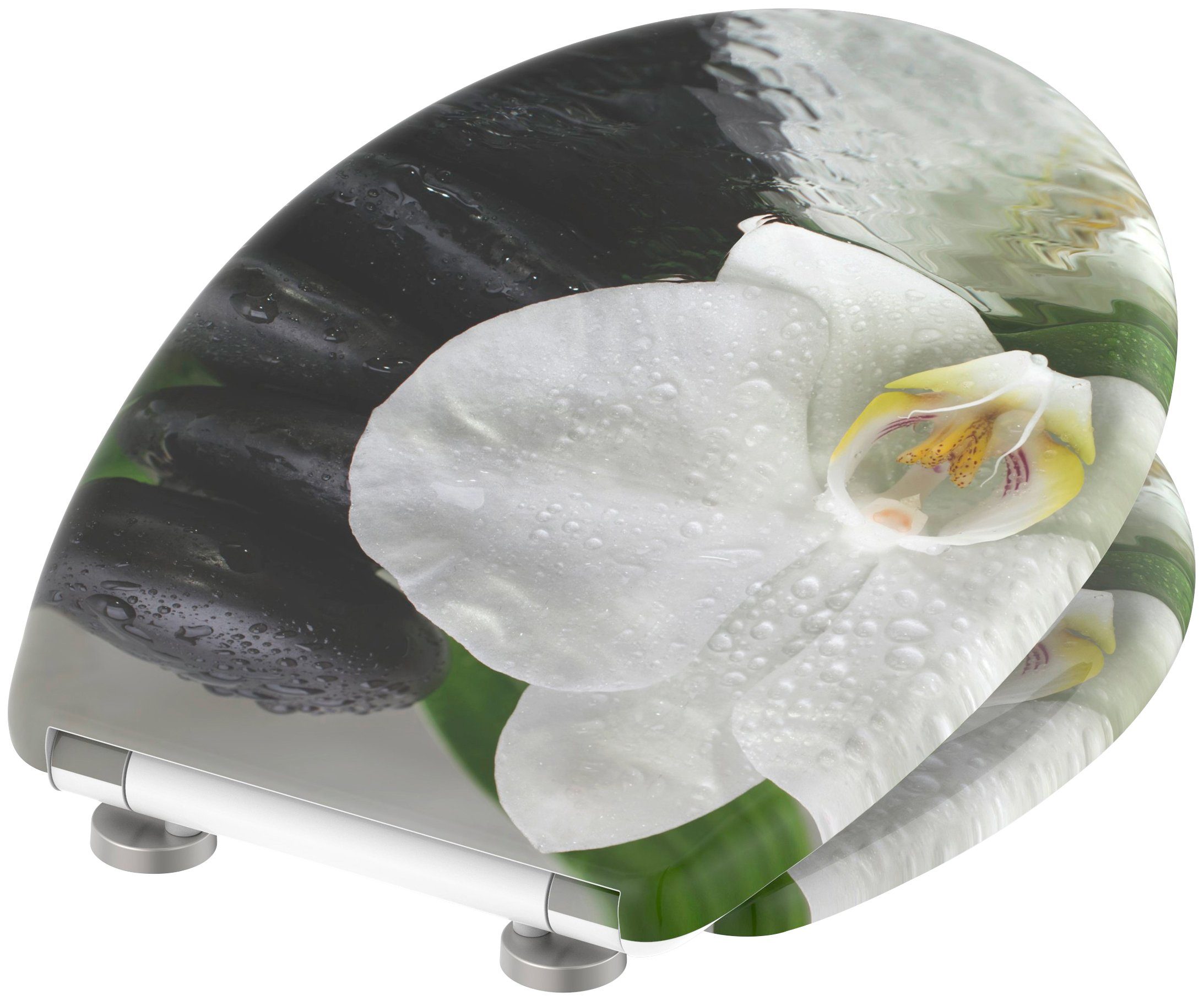 welltime Toiletzitting White flower afneembaar, softclosemechanisme, breukbestendig, krasvast, snelsluiting