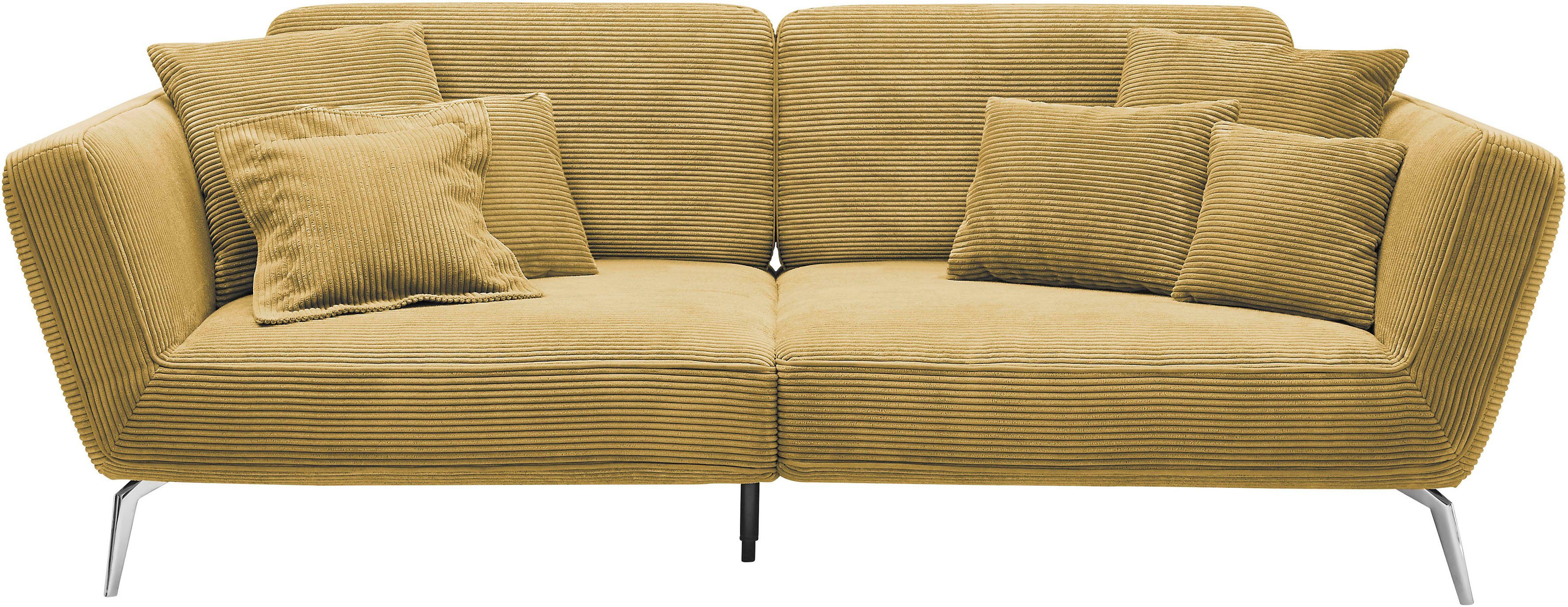 set one by Musterring Megabank SO 4500 Voeten chroomkleurig, optioneel met hoofdsteun, breedte 260cm, in cord