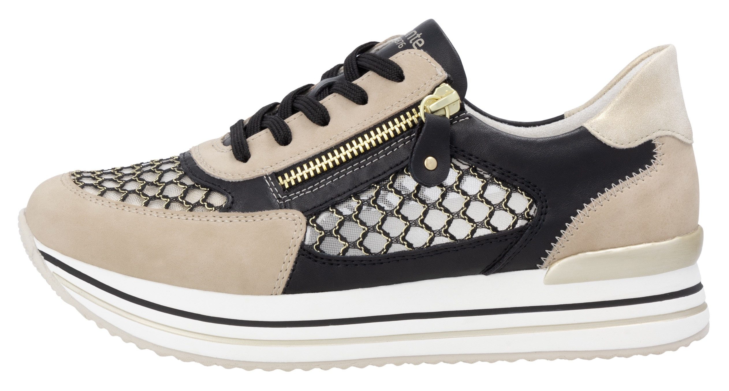 Remonte Plateausneakers , vrijetijdsschoen, lage schoen, veterschoen, vegan, contrastafwerking