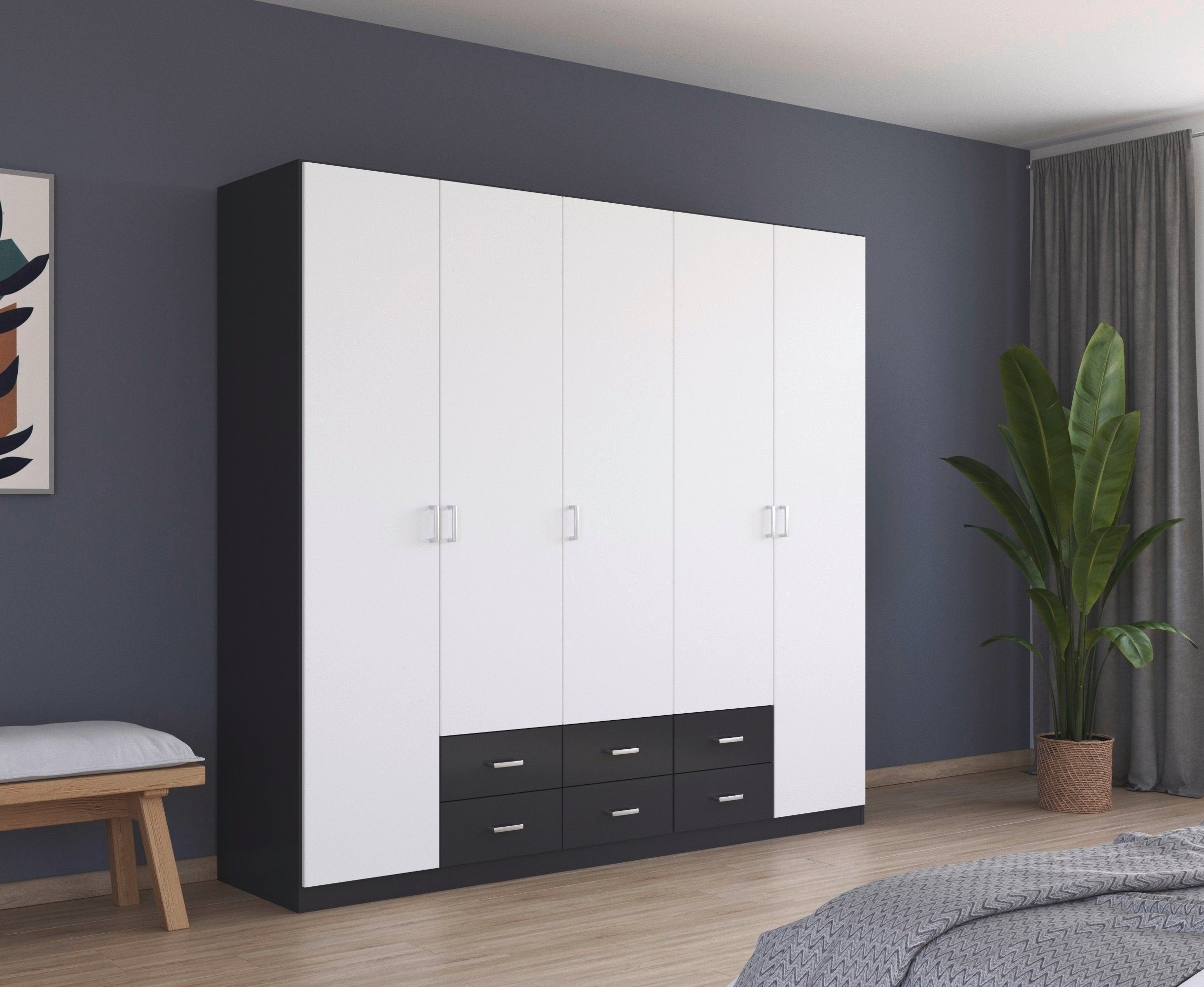 rauch Draaideurkast Kledingkast kast garderobe linnenkast GAMMA in 3 breedtes met 6 lades, in eenvoudig design topseller made in germany