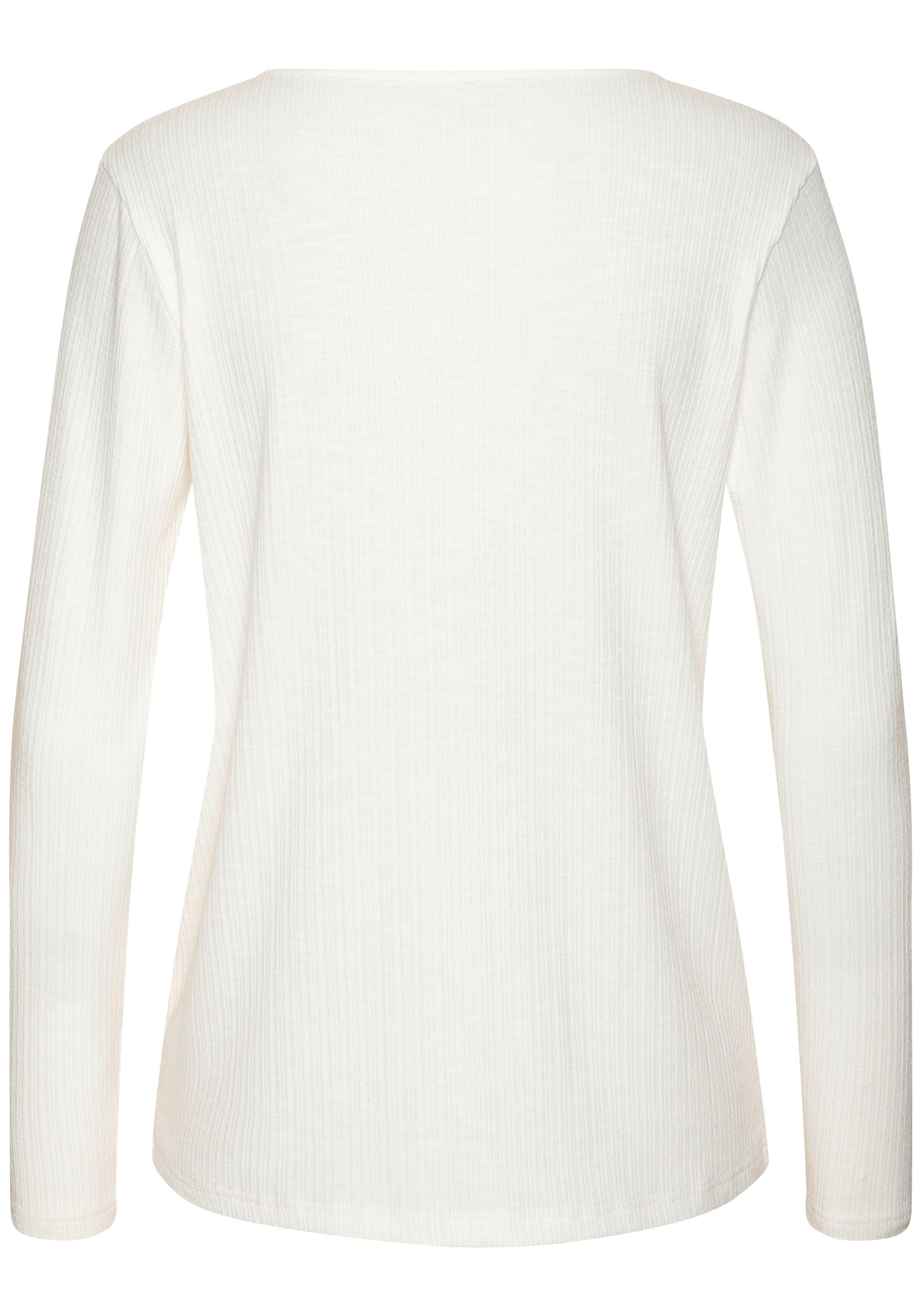 Vivance Shirt met lange mouwen Met modieuze ribstructuur gemaakt van soepelvallende kwaliteit met viscose (Set van 2)
