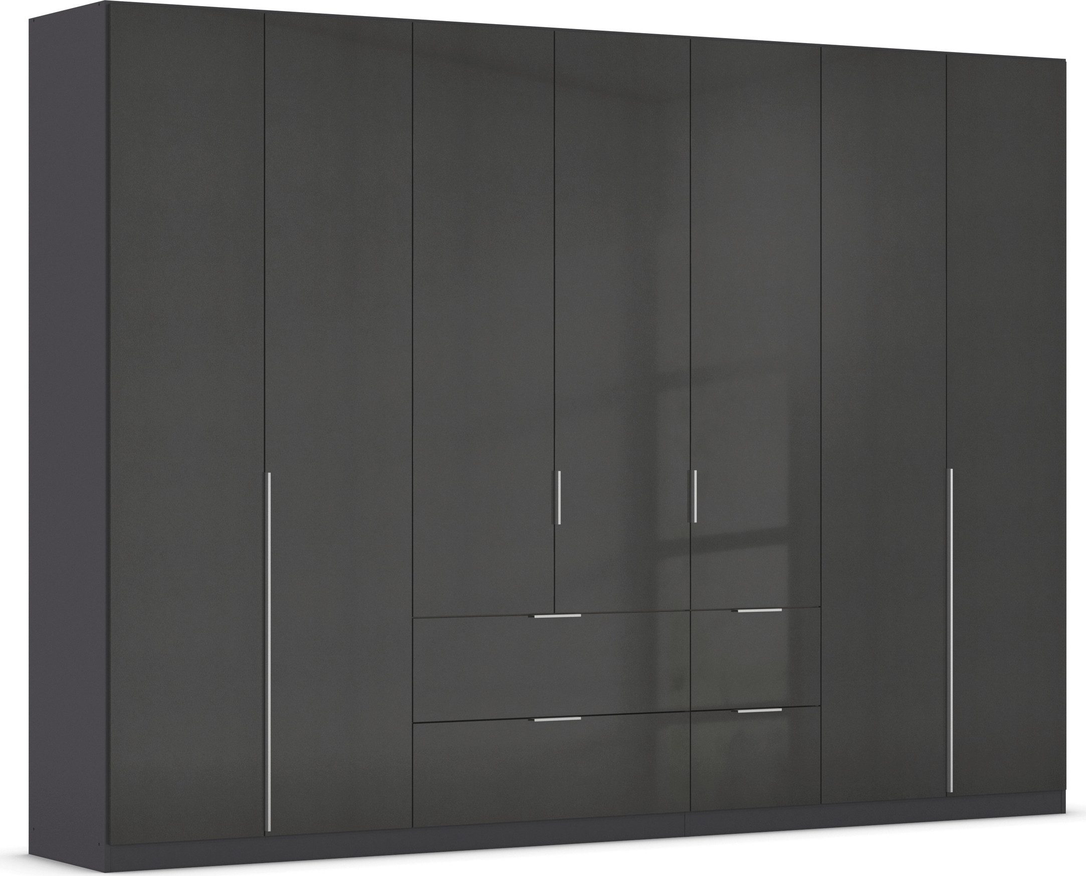 rauch Draaideurkast Kledingkast kast garderobe AGORDO met decor- of hoogglansfront kledingkasten maat 315 cm x 229 cm x 54 cm grijs
