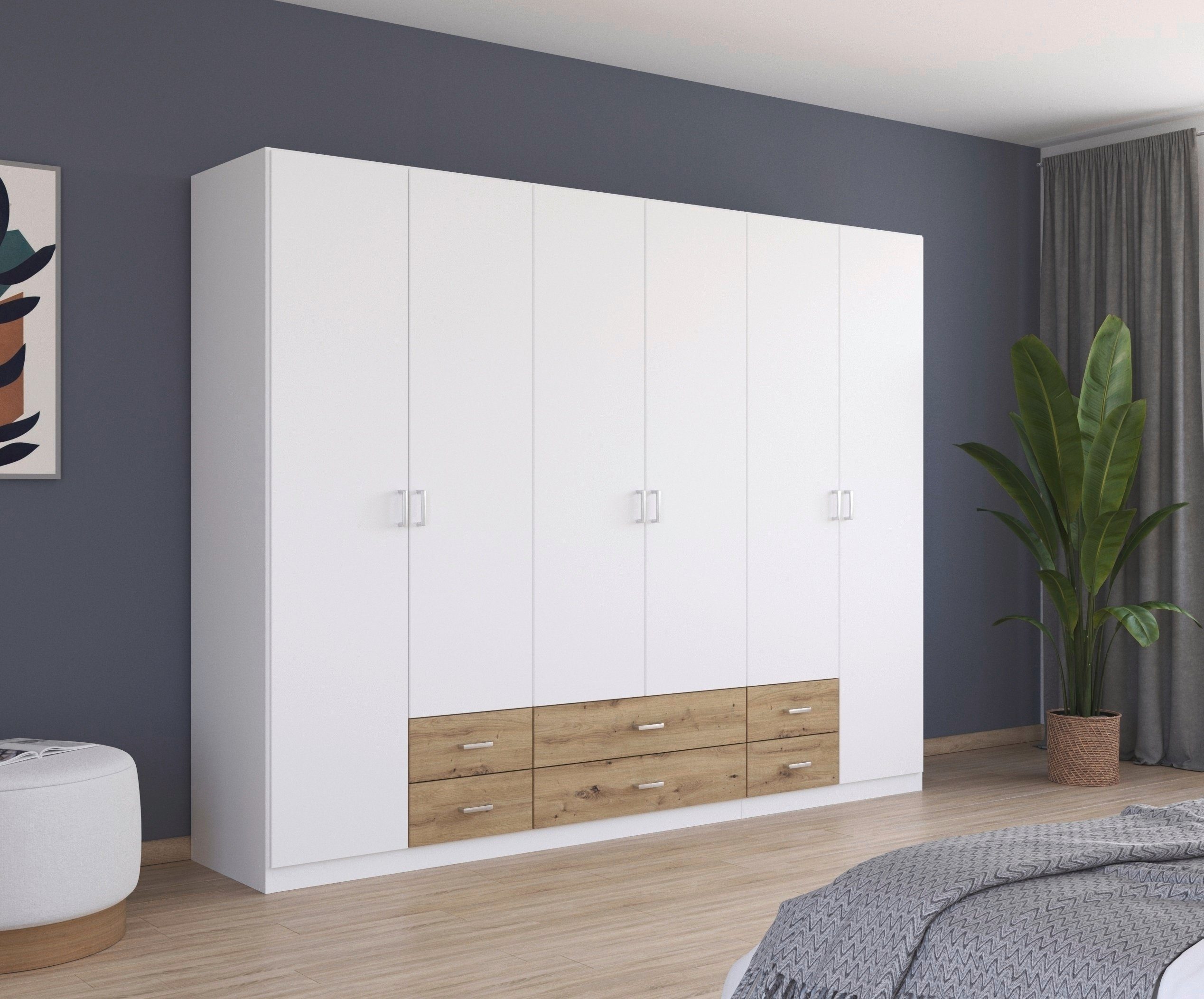 rauch Draaideurkast Kledingkast kast garderobe linnenkast GAMMA in 3 breedtes met 6 lades, in eenvoudig design topseller made in germany