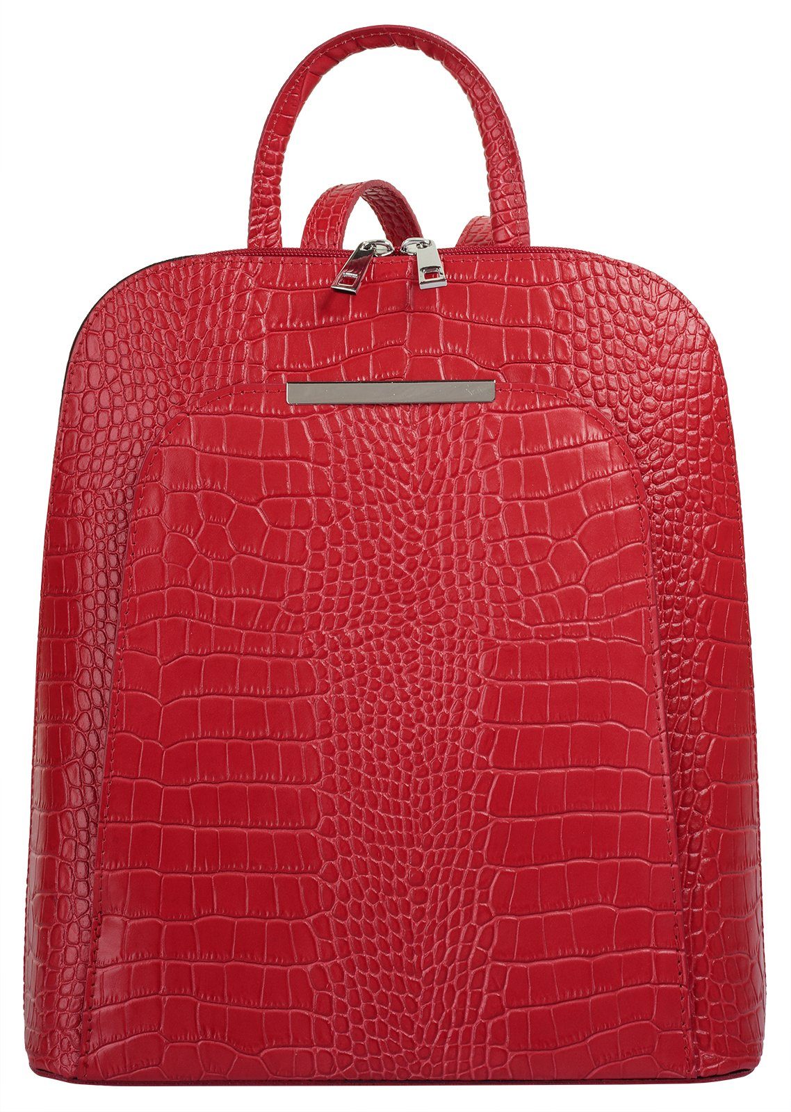 Cluty Rugzak echt leer, made in italy dames rugzakken maat Onesize rood
