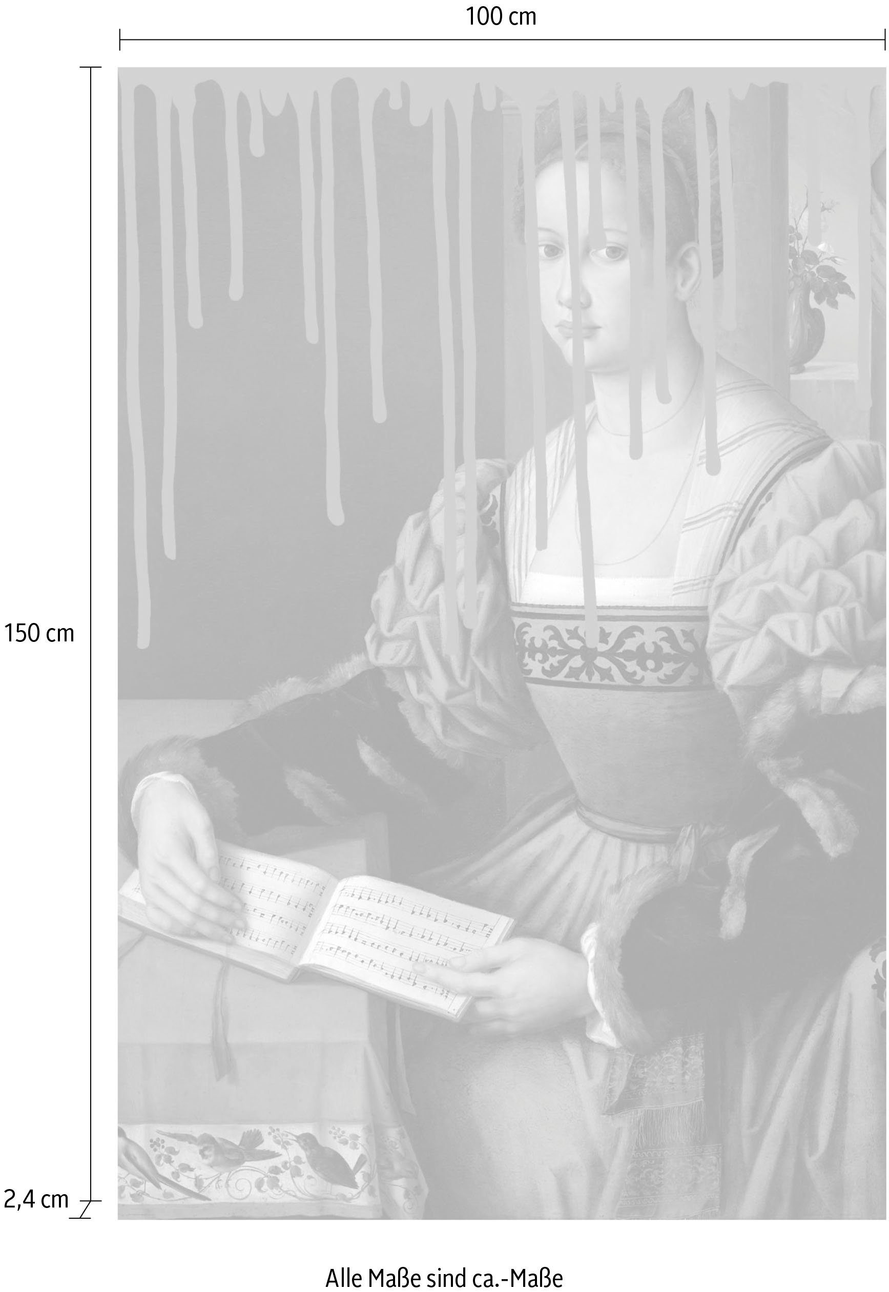 queence Artprint op acrylglas Vrouw met boek en kleurvlek Fine Art-print in galeriekwaliteit