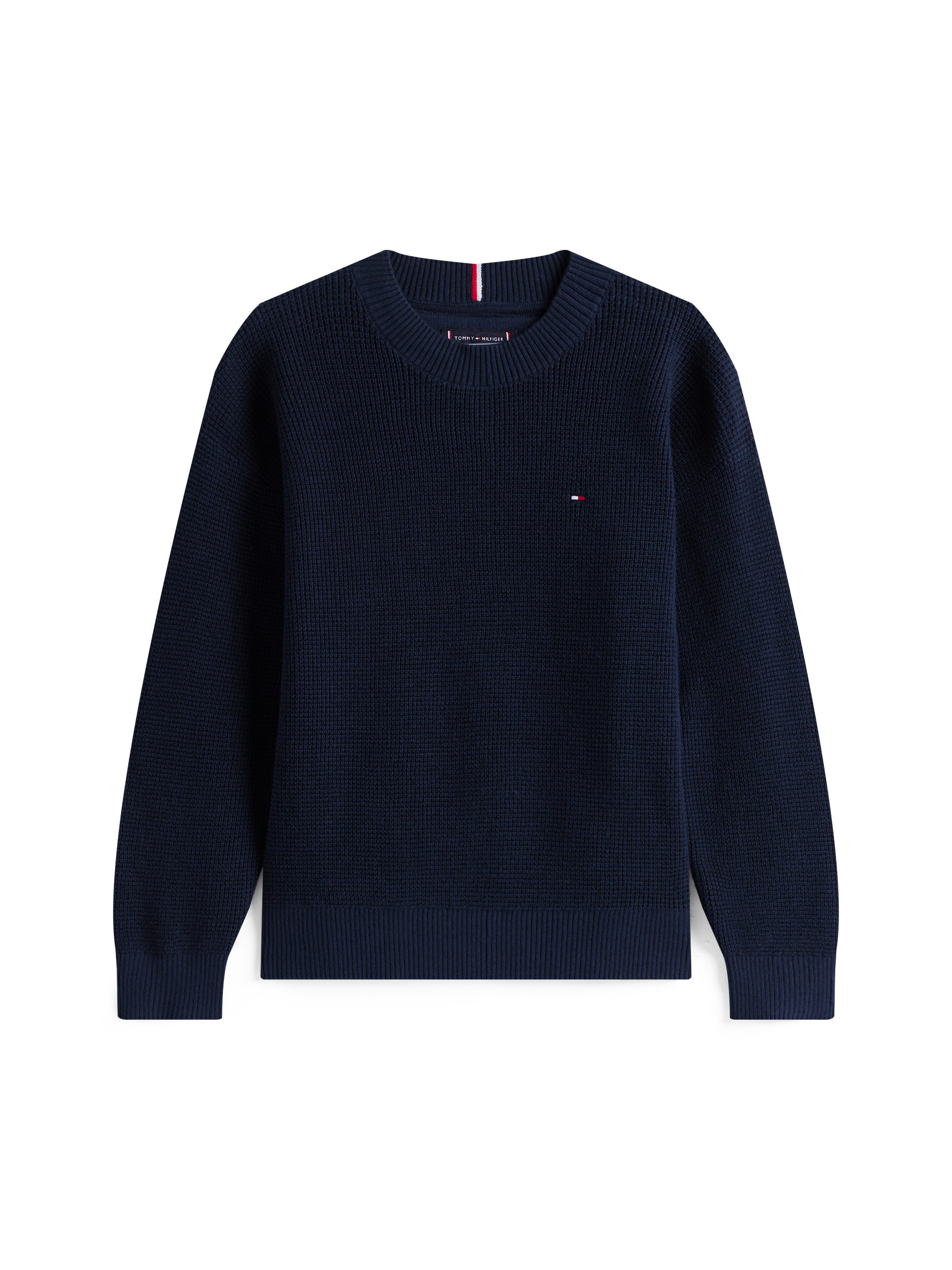 Tommy Hilfiger Trui met ronde hals COTTON TEXTURE SWEATER voor kinderen tot 16 jaar, structuur breiwerk