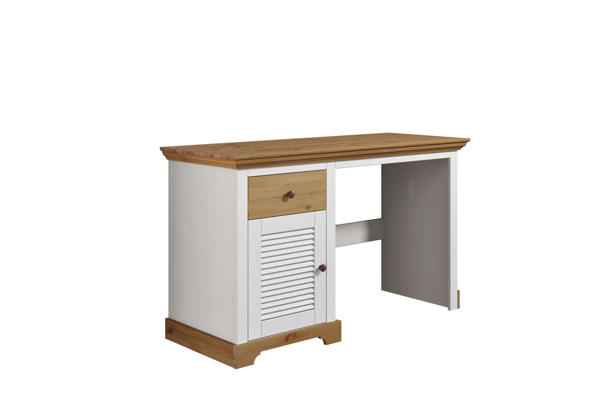 Home affaire Bureau Ayanna Massief hout, met lade en deur, lamellenfront, breedte 130 cm