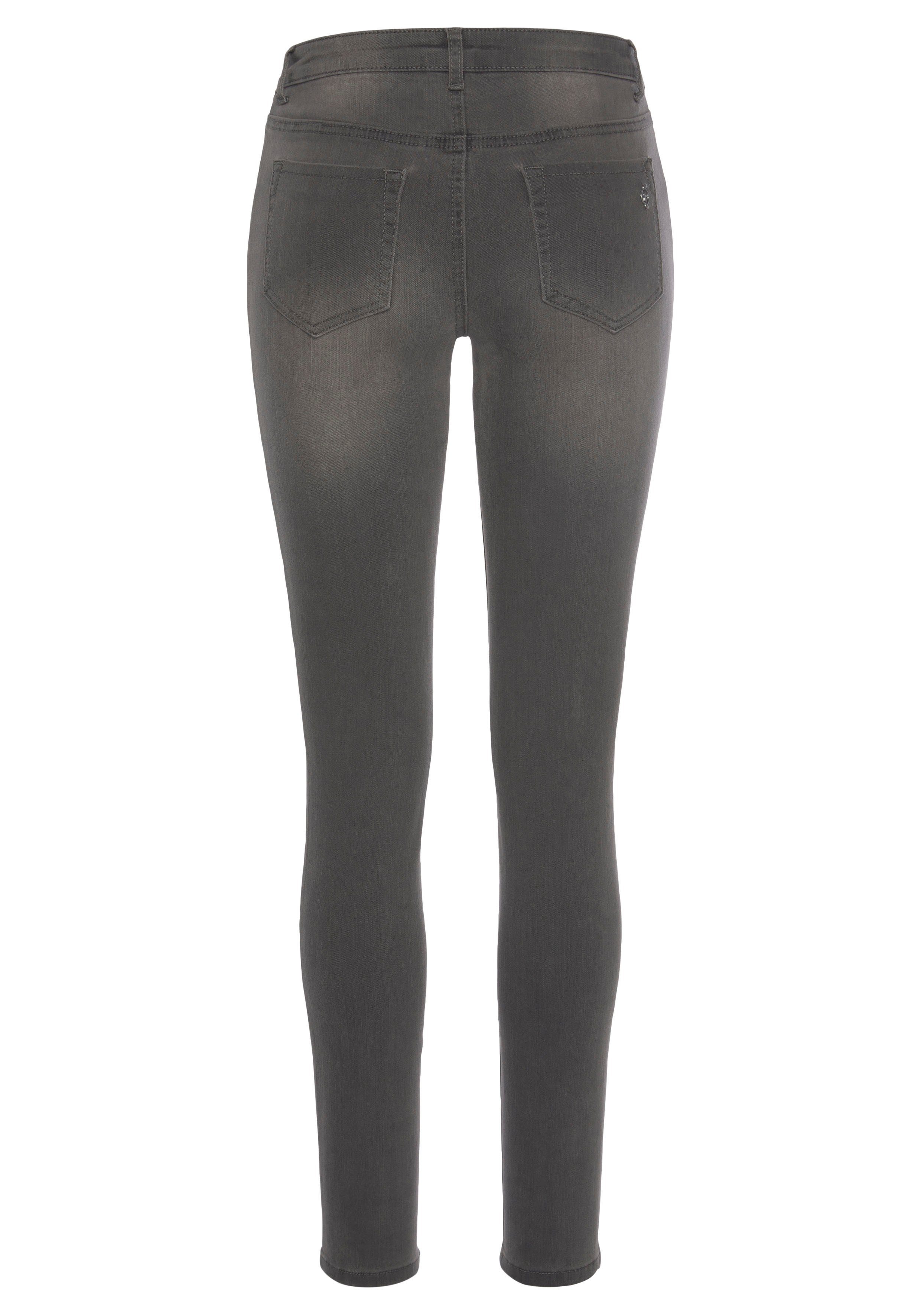 Tamaris Skinny fit jeans smalle broekpasvorm, normale taille, 5-pocket-vorm, used-wassing