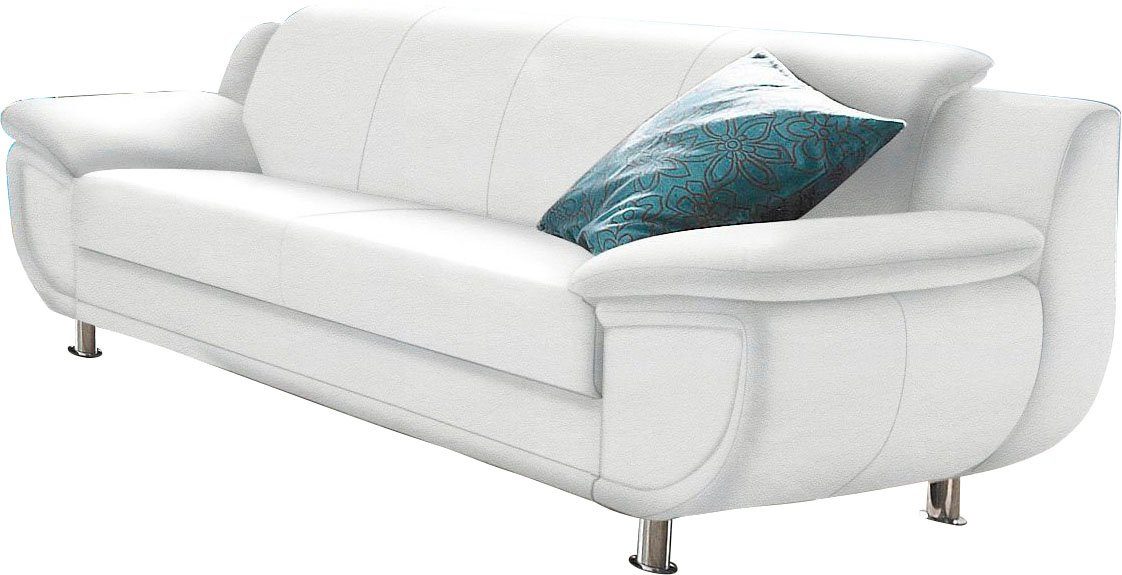 TRENDMANUFAKTUR 3-zitsbank Rondo, breedte 207 cm, brede armleuningen, chromen poten Big-sofa optioneel met bonnellvering, in verschillende bekledingen bestelbaar