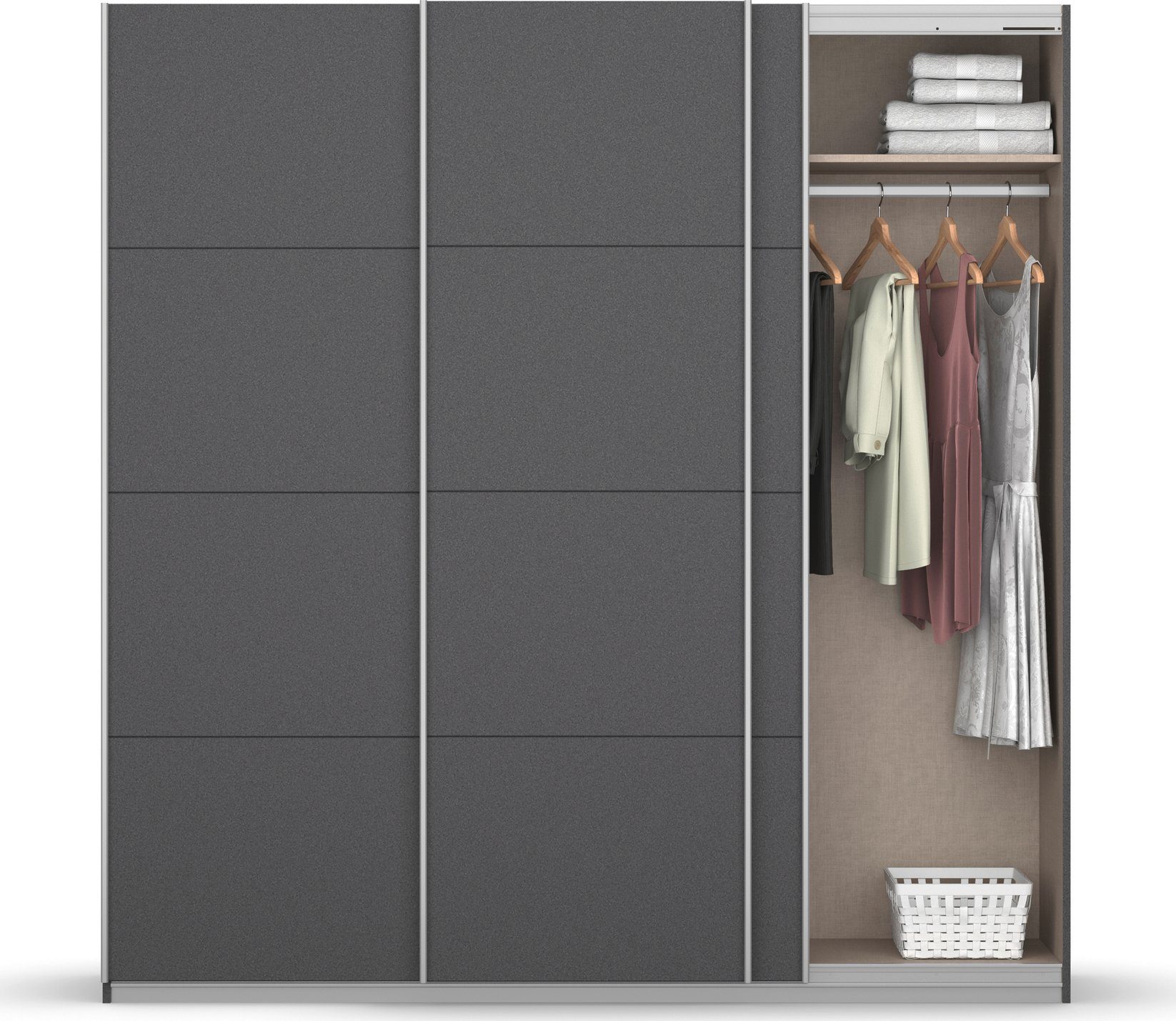 rauch Zweefdeurkast Koluna Glazen front, inclusief 2 lades en extra planken