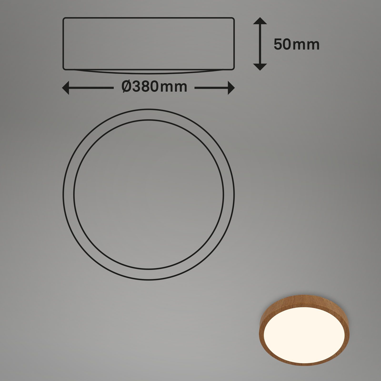 Briloner Leuchten Plafondlamp RUNA WOOD