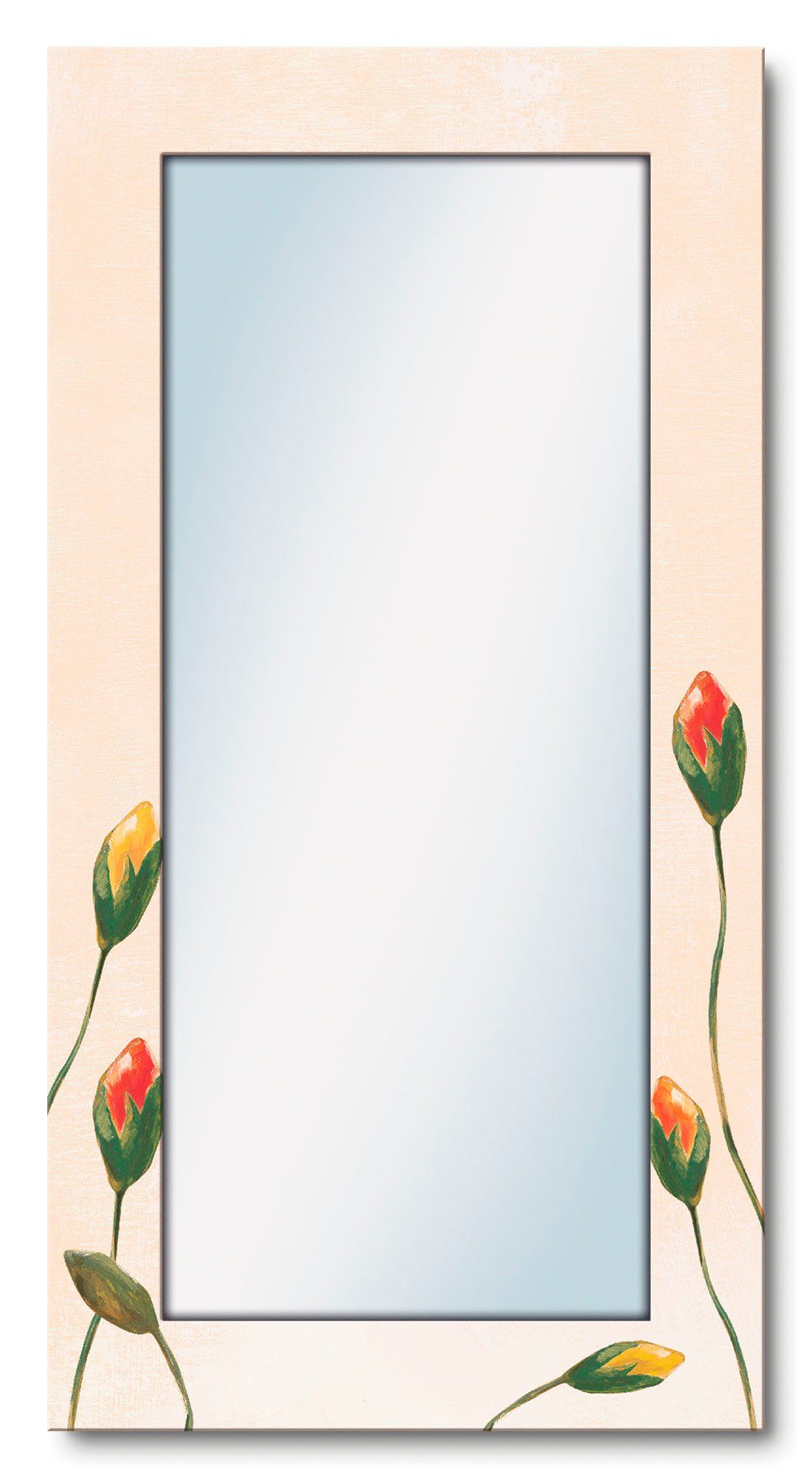 Artland Sierspiegel Veelkleurige klaprozen ingelijste spiegel voor het hele lichaam met motiefrand, geschikt voor kleine, smalle hal, halspiegel, mirror spiegel omrand om op te han